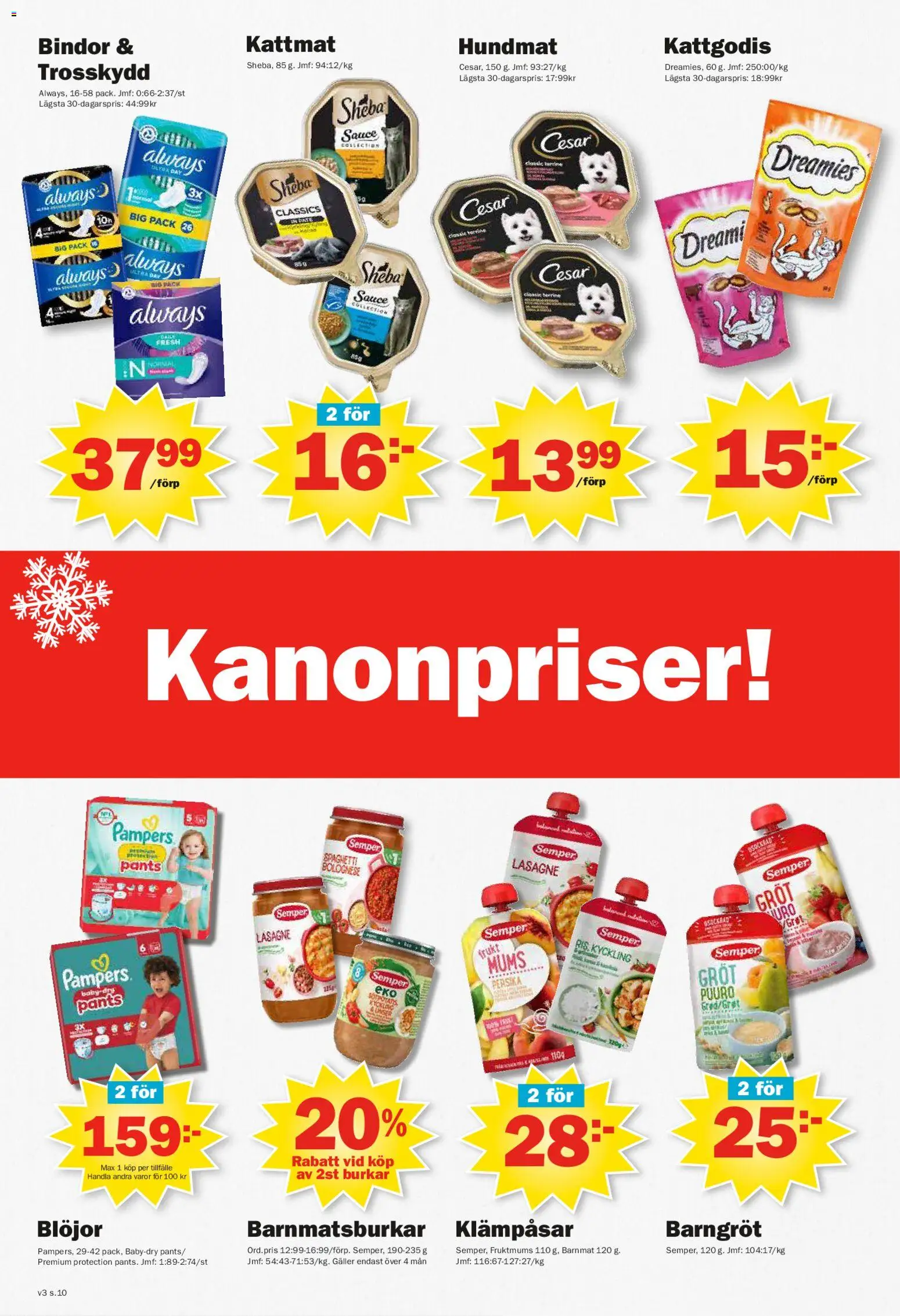 Pekås reklamblad aktuell från 12.01.2026 | Sida: 10 | Produkter: Trosskydd, Galler, Hundmat, Blöjor