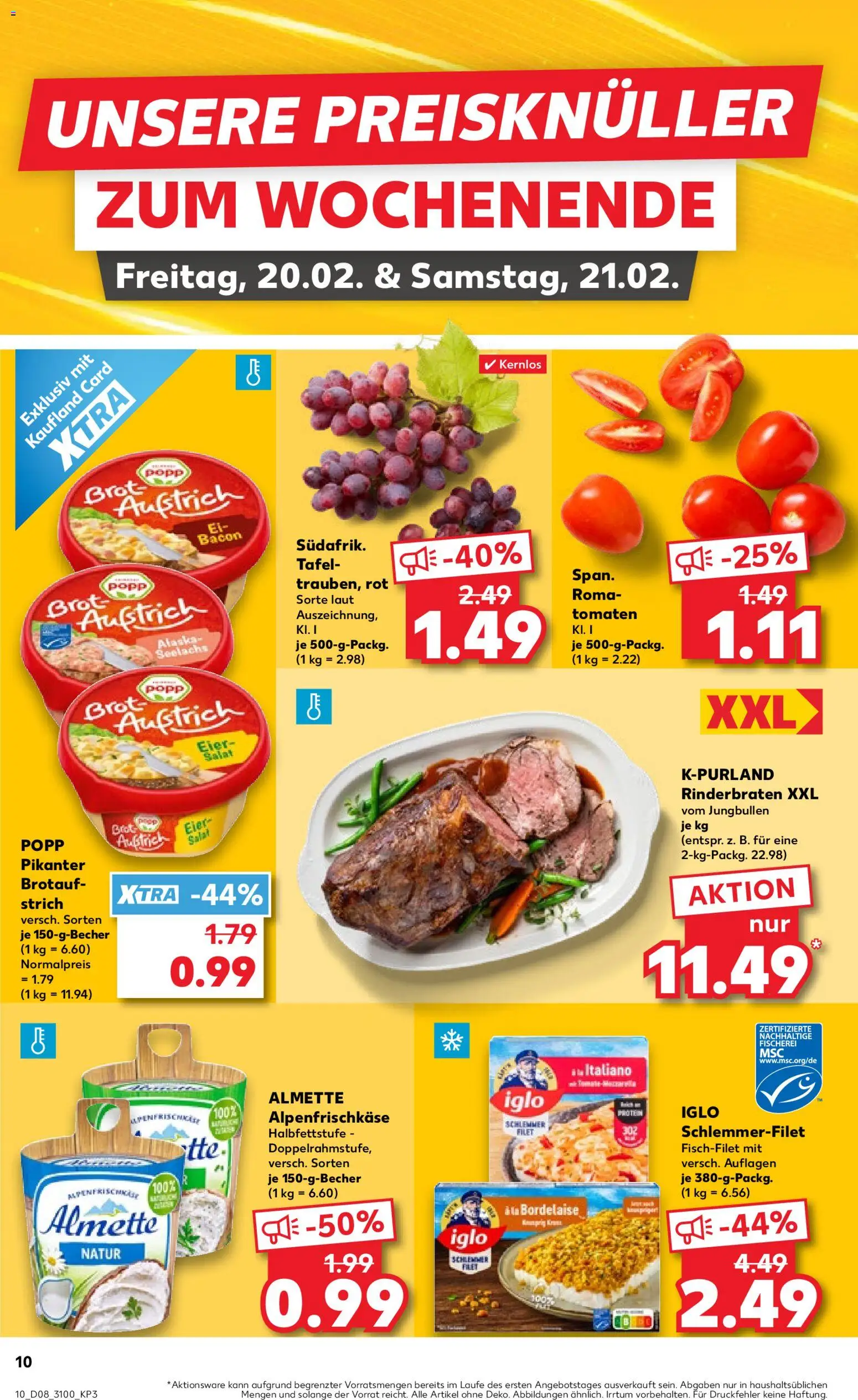 Kaufland prospekt Leipzig	 – gültig ab 19.02.2026 | Seite: 10 | Produkte: Eier, Iglo, Tomaten, Salat
