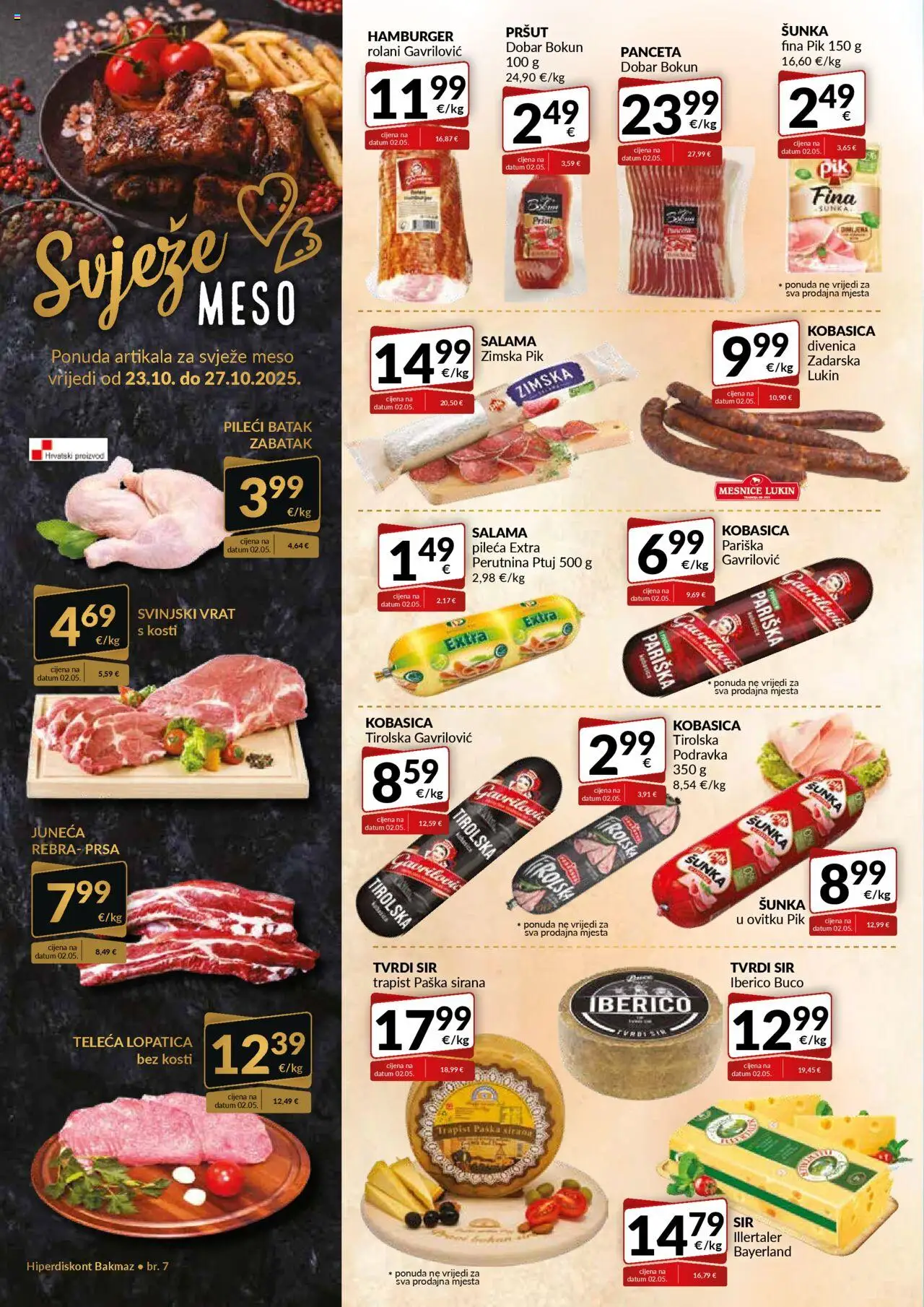 Bakmaz katalog | vrijedi od 23.10.2025 | Stranica: 2 | Proizvodi: Svinjski vrat, Trapist, Perutnina Ptuj, Panceta