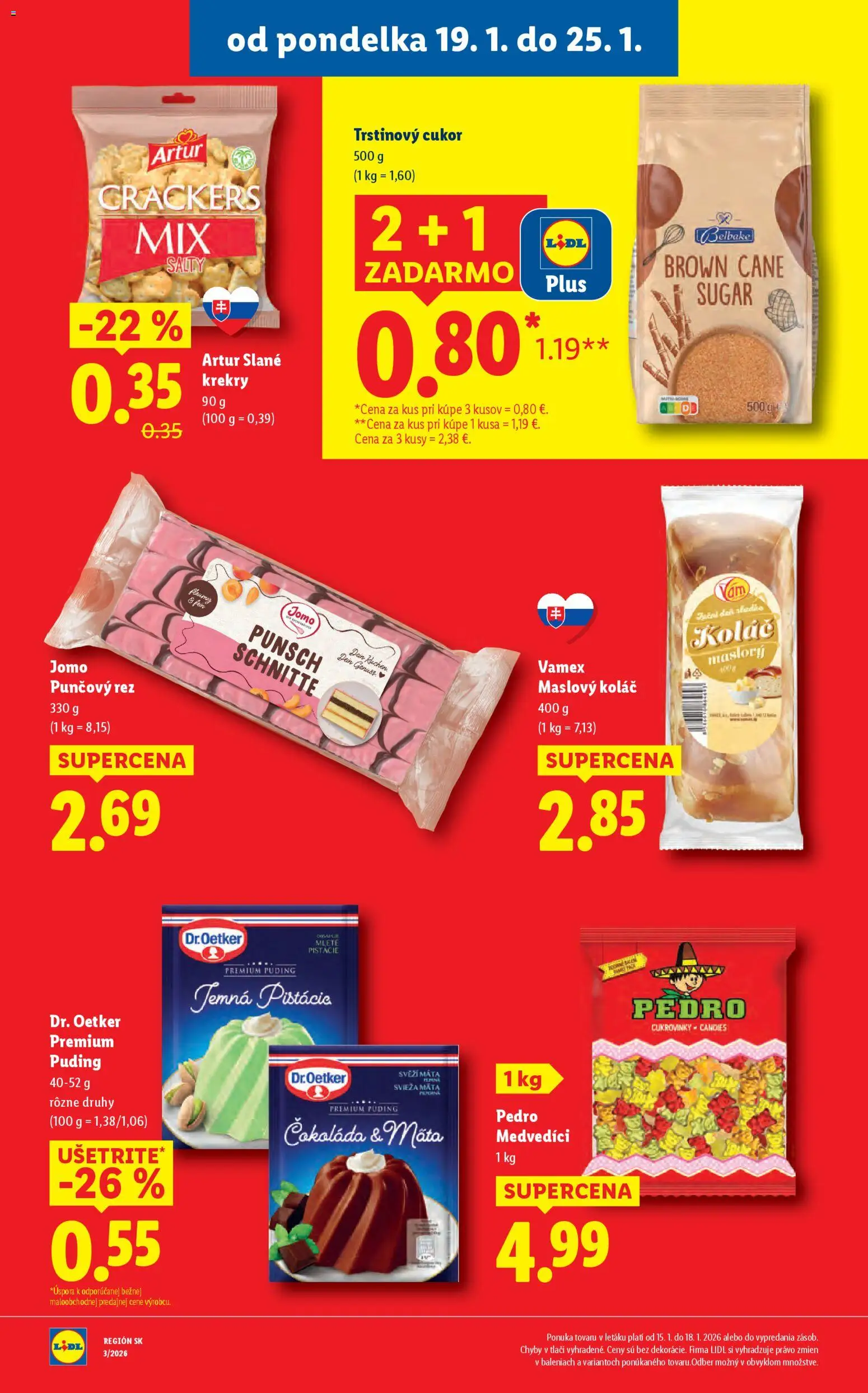 Nové Lidl akcie – leták je platný od 19.01.2026 | Strana: 36 | Produkty: Puding, Čokoláda, Cukor, Pistácie