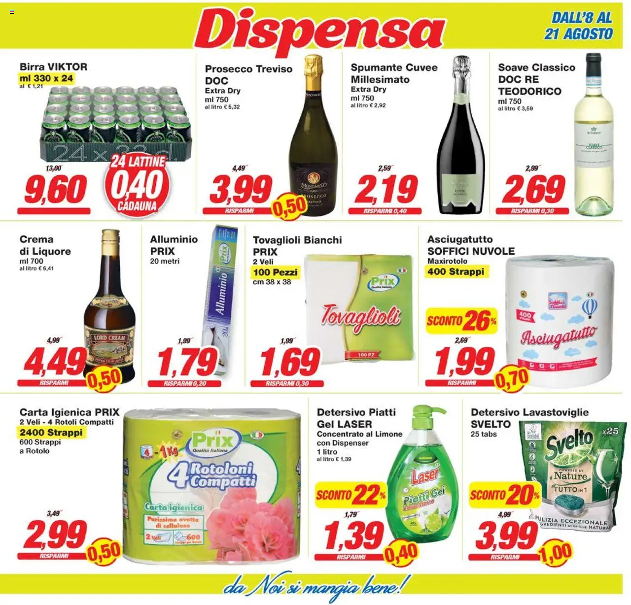 Volantino Prix del 08.08.2025 | Pagina: 13 | Prodotti: Birra, Prosecco, Lavastoviglie, Asciugatutto
