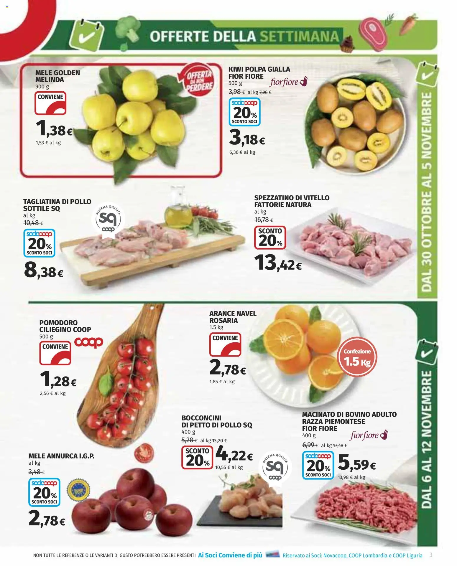 Volantino COOP del 30.10.2025 | Pagina: 3 | Prodotti: Bovino, Petto di Pollo, Pomodoro, Vitello