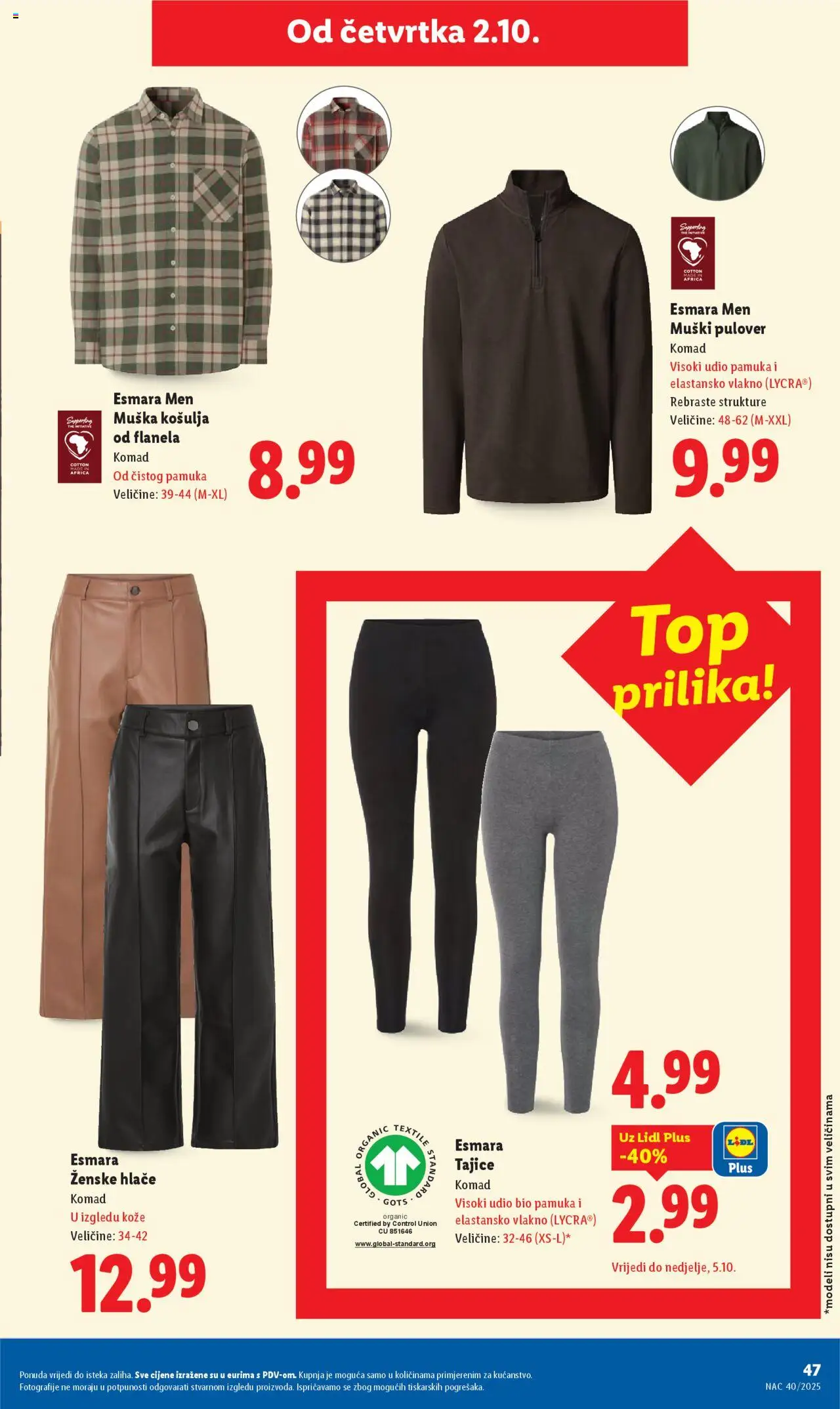 Lidl katalog | vrijedi od 29.09.2025 | Stranica: 47 | Proizvodi: Košulja, Hlače, Tajice