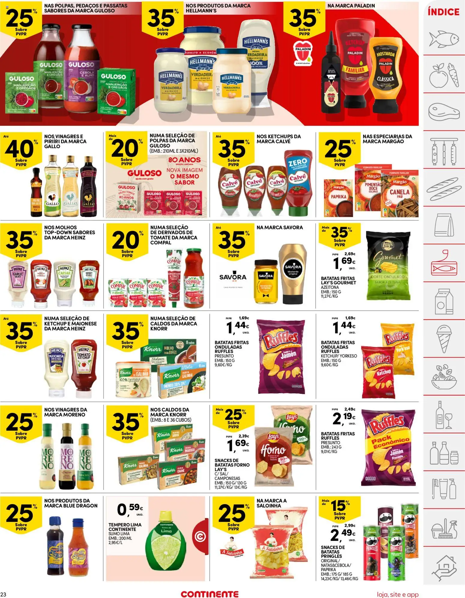 Continente folheto │ válido de 21.04.2026 | Página: 23 | Produtos: Cebola, Presunto, Açúcar, Colorau