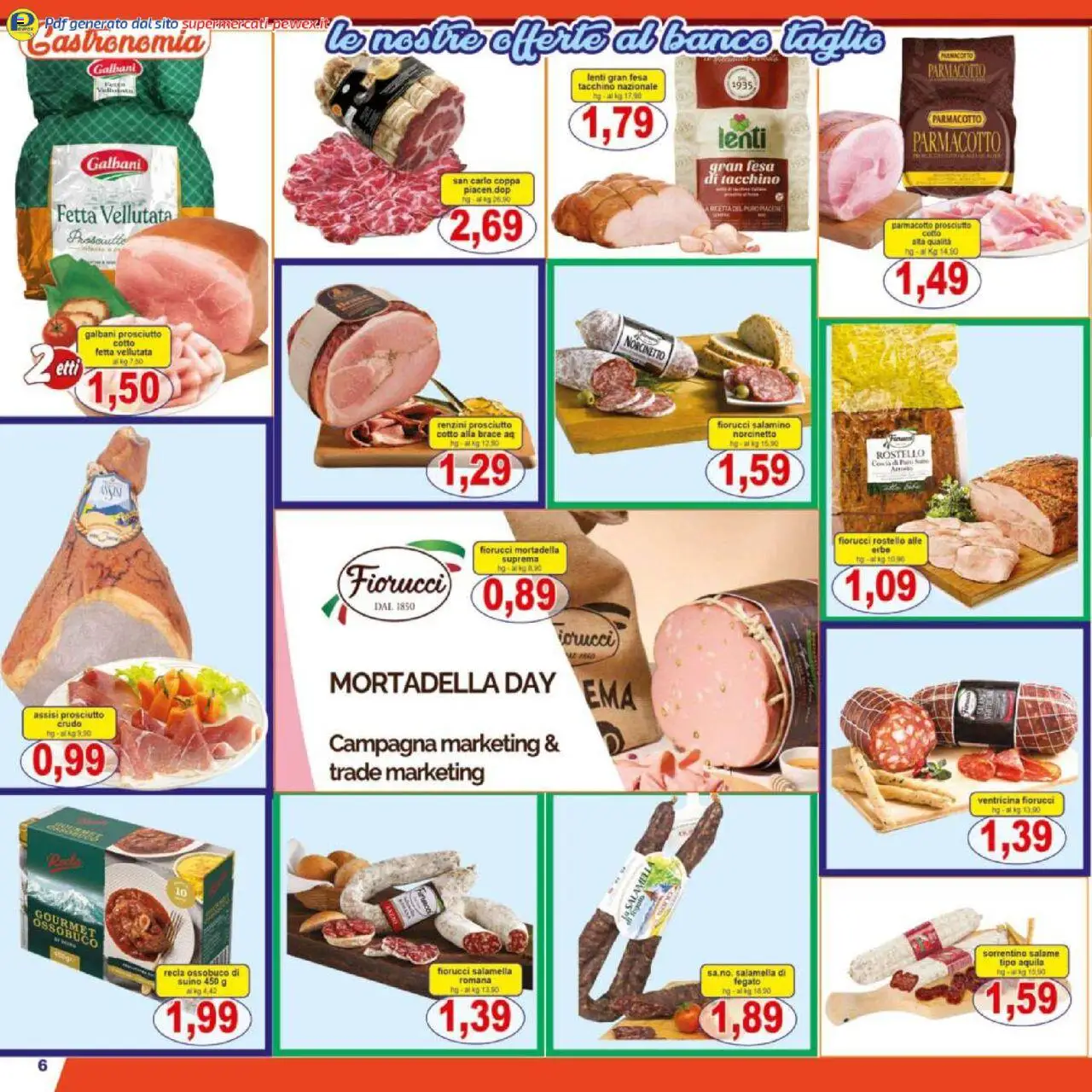 Volantino Pewex del 08.10.2025 | Pagina: 6 | Prodotti: Prosciutto Crudo, Salamella, Mortadella, Ossobuco