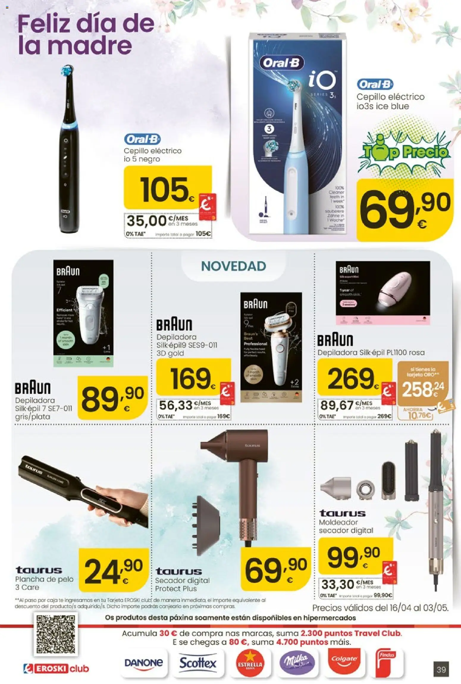 Eroski Quieres ahorrar conmigo │ válido desde el 16.04.2026 | Página: 39 | Productos: Cepillo, Té, Plancha, Plancha de pelo