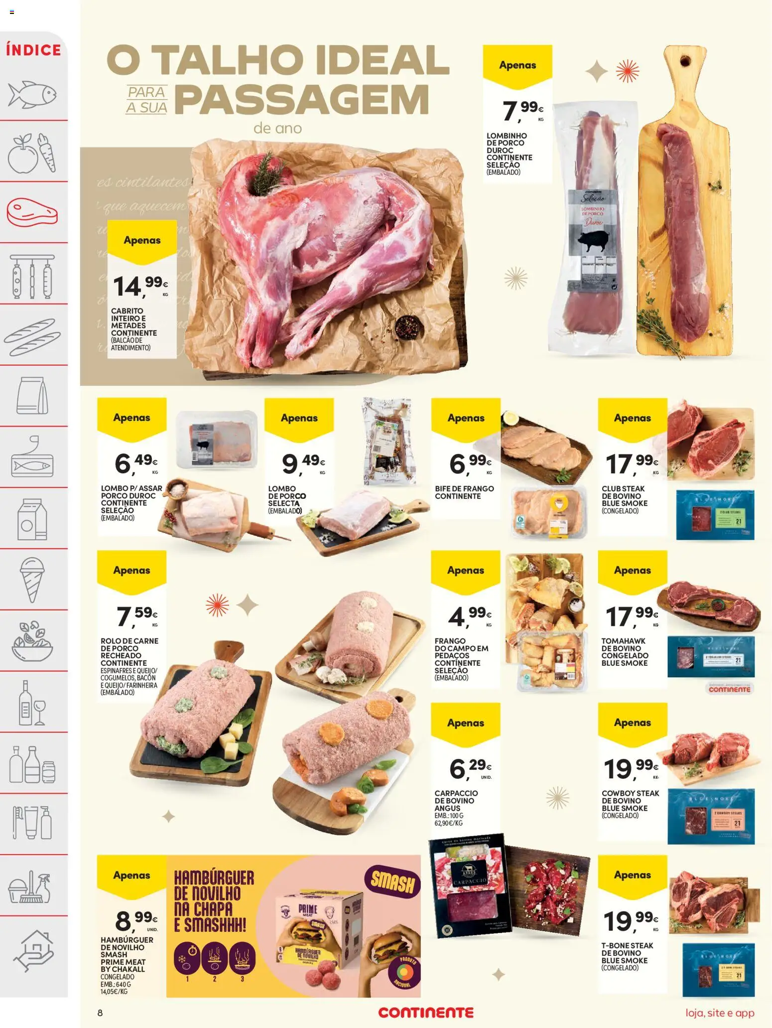 Continente folheto │ válido de 26.12.2025 | Página: 8 | Produtos: Espinafres, Frango, Hambúrguer, Lombo