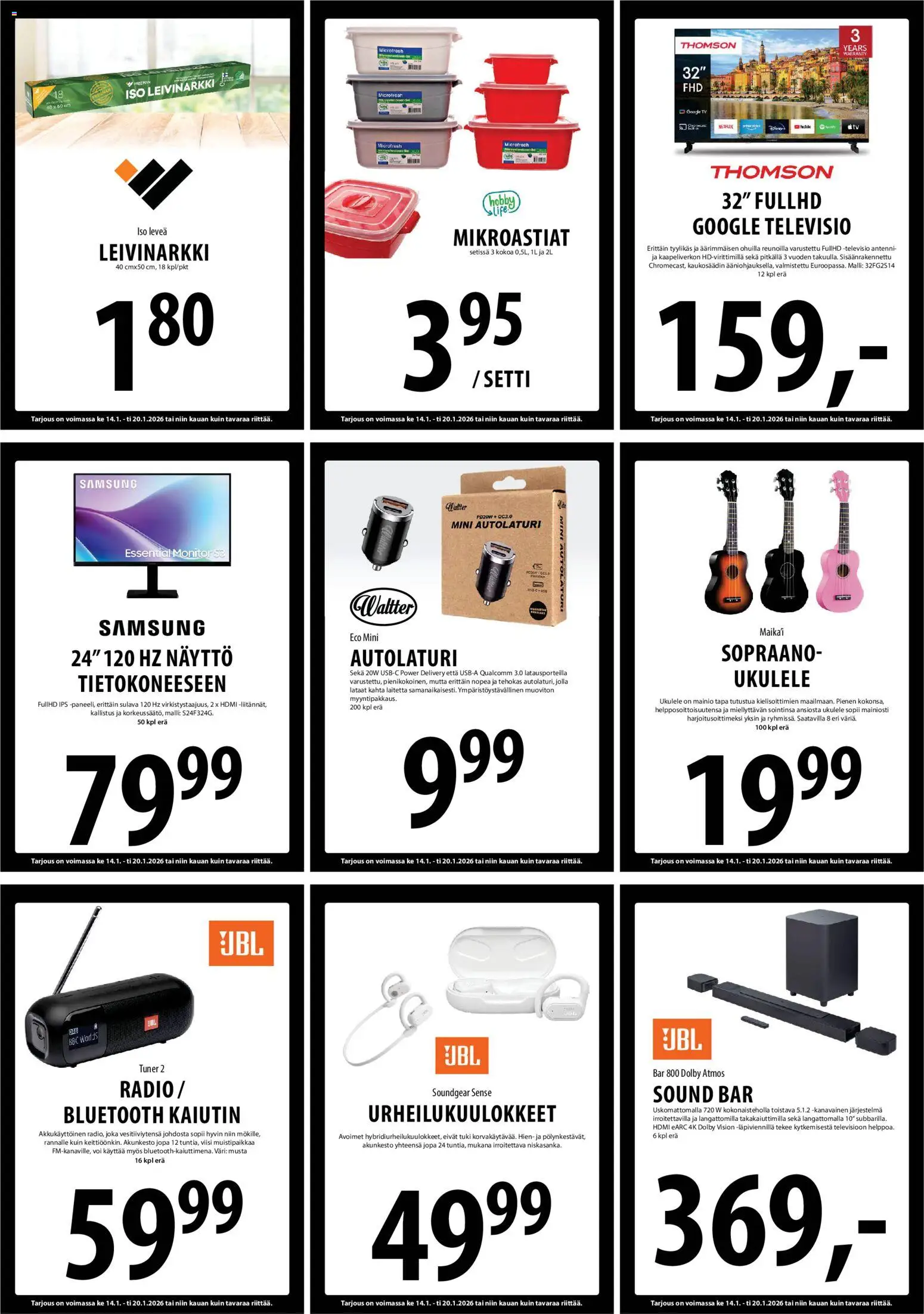 Tuuri tarjoukset – voimassa 14.01.2026 alkaen | Sivu: 14 | Tuotteet: Kaiutin, Kaukosäädin, Voi, Radio
