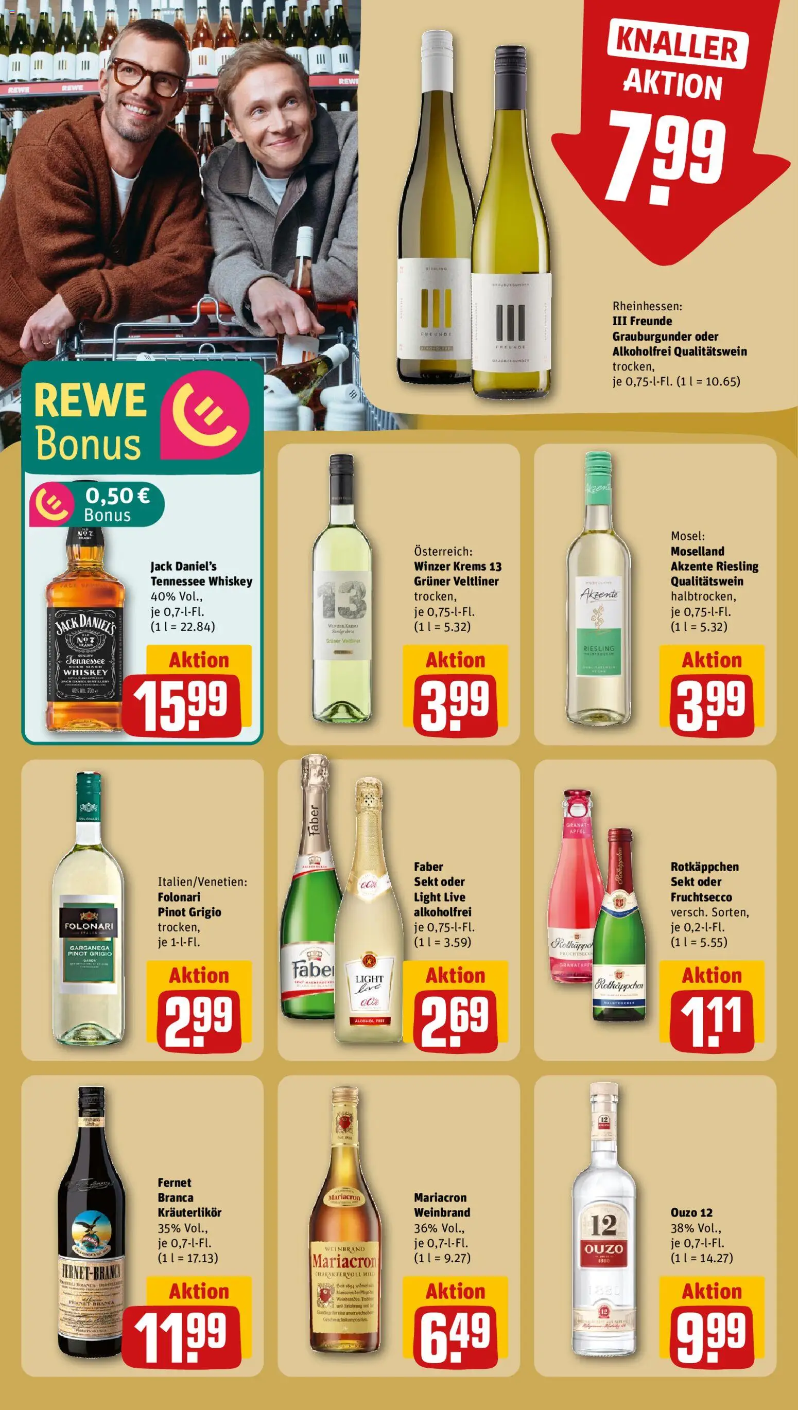 Rewe Prospekt 	 – gültig ab 12.01.2026 | Seite: 21 | Produkte: Rotkappchen sekt, Ouzo 12, Jack Daniel's, Fruchtsecco