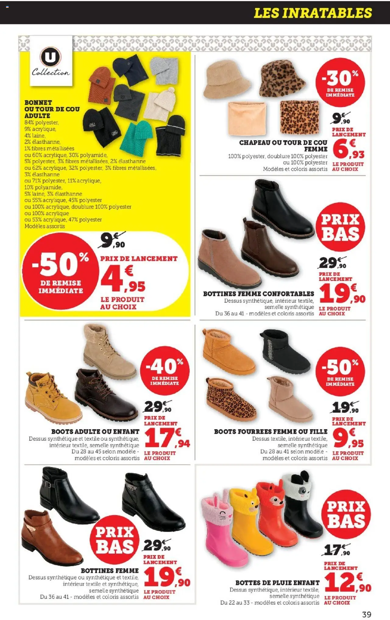 {H1} | Page: 39 | Produits: Bonnet, Bottines, Bottes de pluie, Chapeau