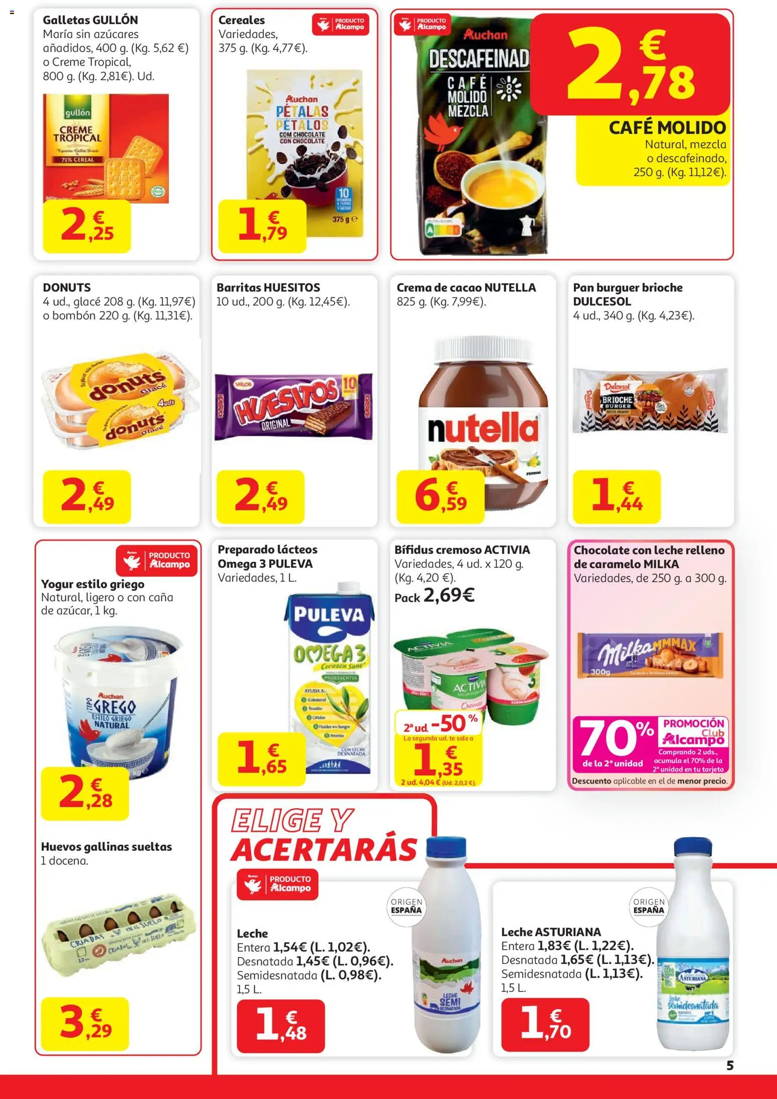 Alcampo - Supermercado │ válido desde el 15.01.2026 | Página: 5 | Productos: Yogur, Café, Crema, Té