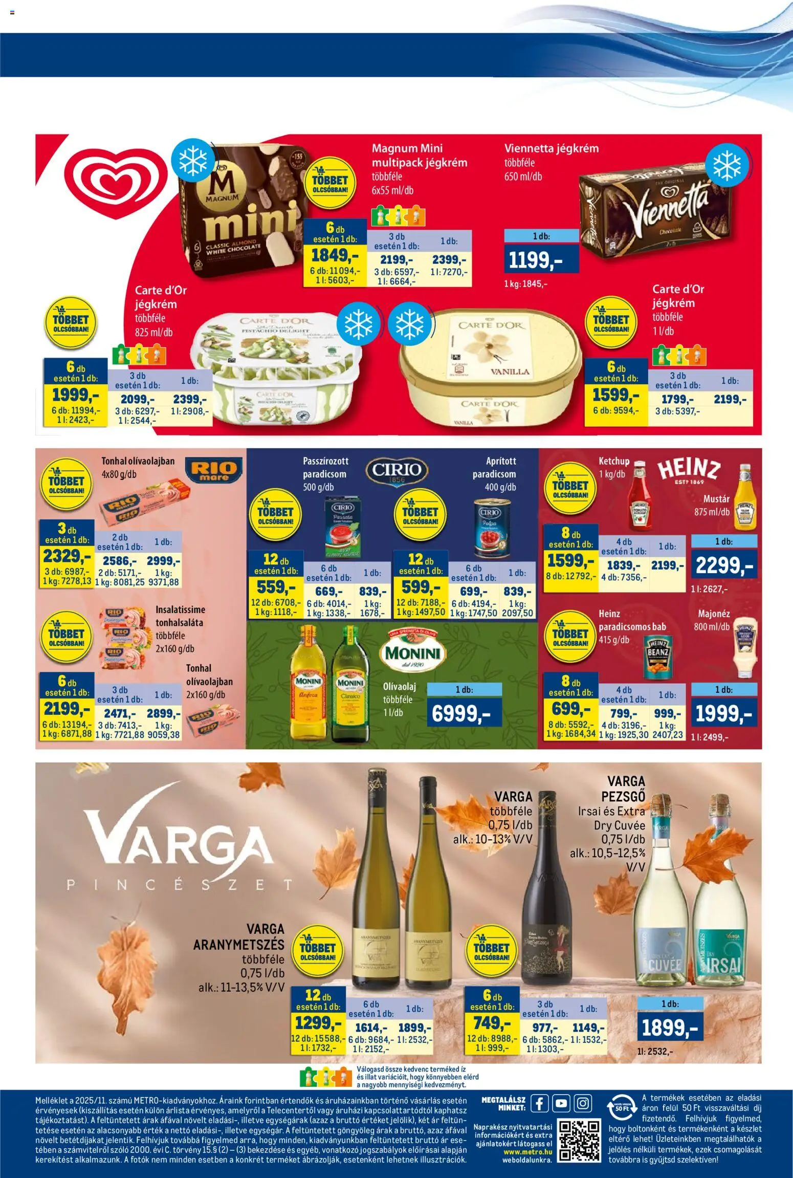 Metro akciós ujság - amely érvényes a következő dátumtól: 15.11.2025 | Oldal: 55 | Termékek: Tonhal, Ketchup, Jégkrém, Majonéz