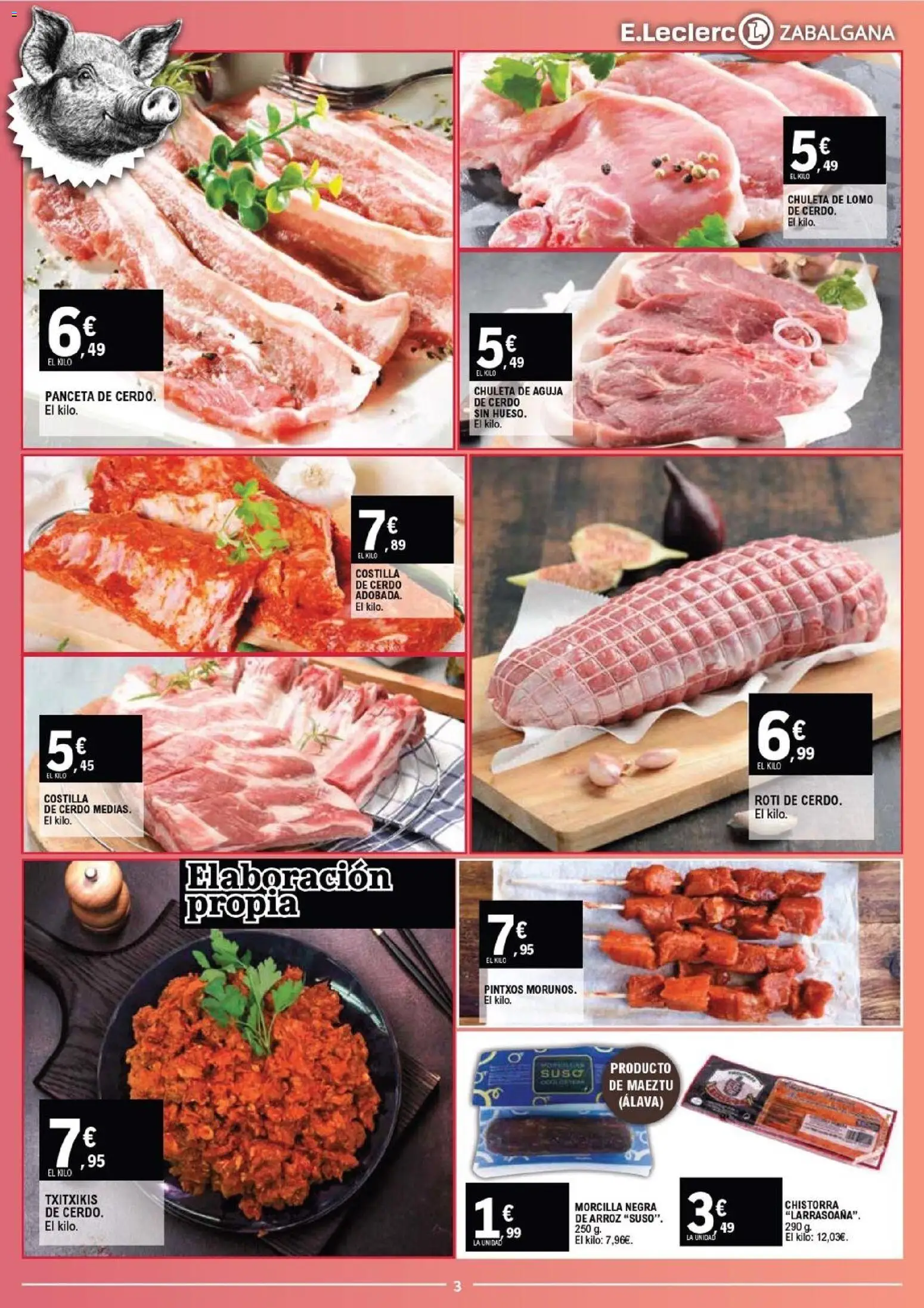 E.Leclerc folleto │ válido desde el 29.10.2025 | Página: 3 | Productos: Ηλεκτρικός φούρνος, Cerdo, Arroz, Costilla de cerdo