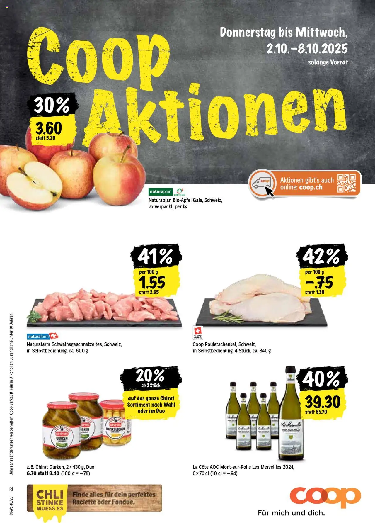 Coop Aktionen – gültig ab 02.10.2025 | Seite: 1 | Produkte: Gurken, Raclette, Fondue