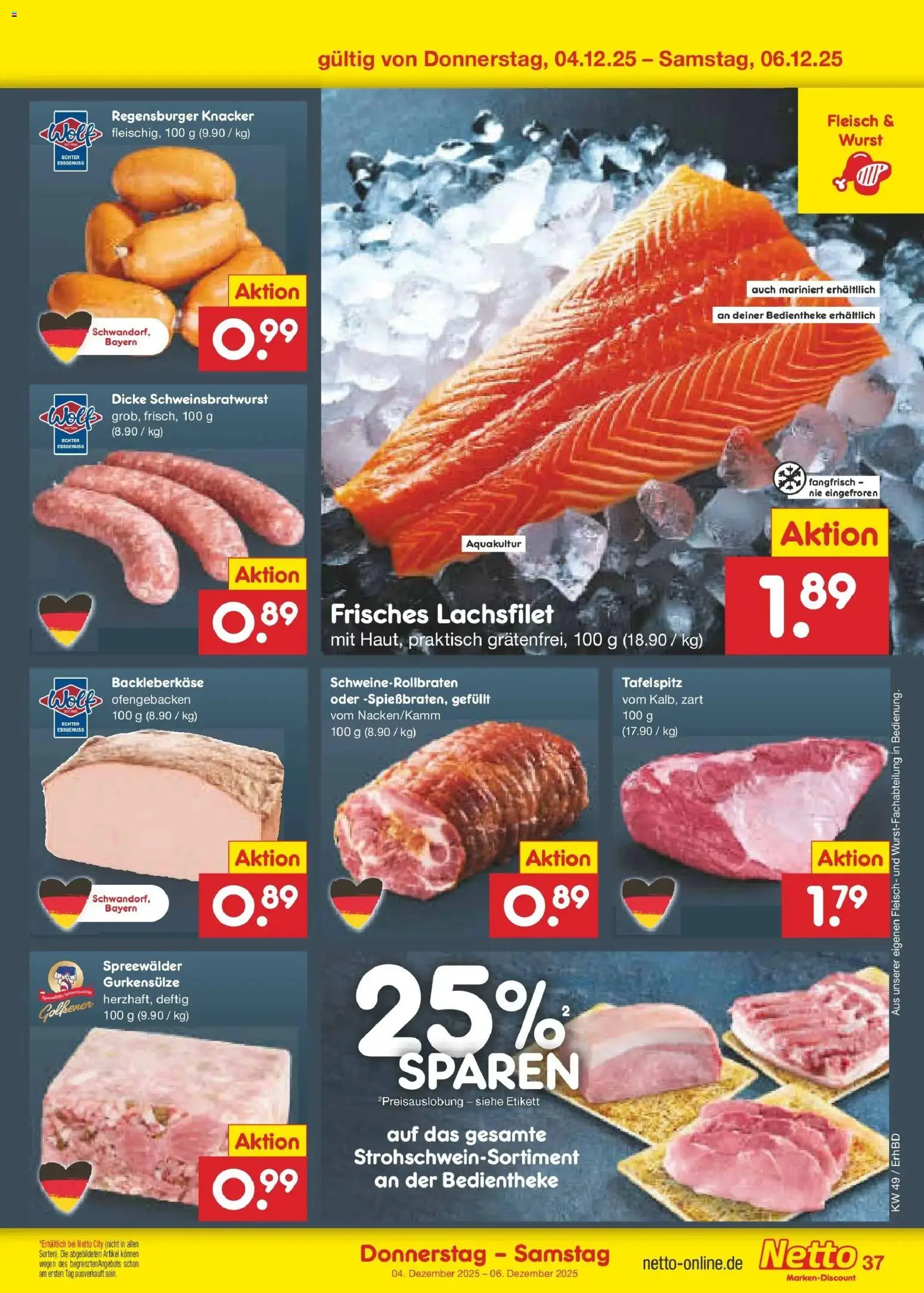 Netto Marken-Discount prospekt Velden	 – gültig ab 01.12.2025 | Seite: 39 | Produkte: Tafelspitz, Wurst, Fleisch