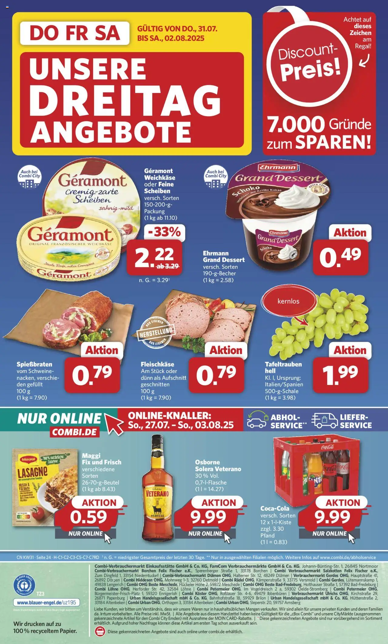 Combi Prospekt 	 - gültig ab dem 28.07.2025 | Seite: 32 | Produkte: Geramont, Maggi, Ehrmann grand dessert, Regal