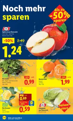 Lidl Flugblatt gültig ab 18.09.2025 | Seite: 34 | Produkte: Mandarinen, Salat, Chinakohl, Äpfel