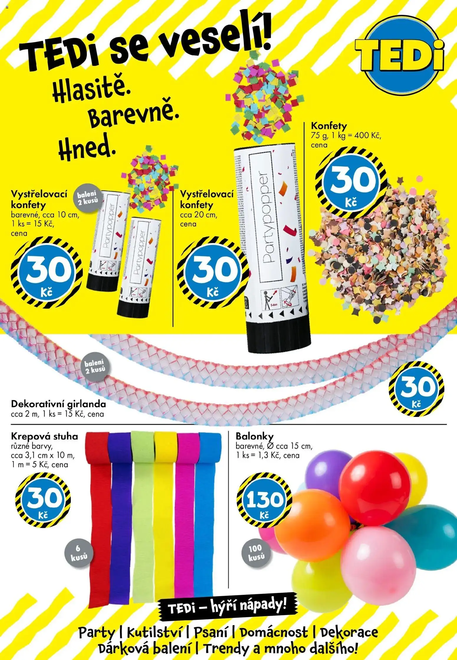 TEDi leták - Praha, Ostrava, Plzeň od 13.02.2026 | Strana: 2 | Produkty: Balonky, Girlanda, Vystřelovací konfety, Konfety