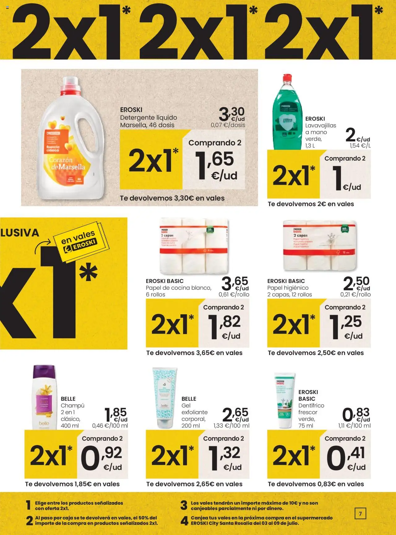 Eroski -  City Santa Rosalía │ válido desde el 26.06.2025 | Página: 7 | Productos: Champú, Gel exfoliante, Té, Cocina