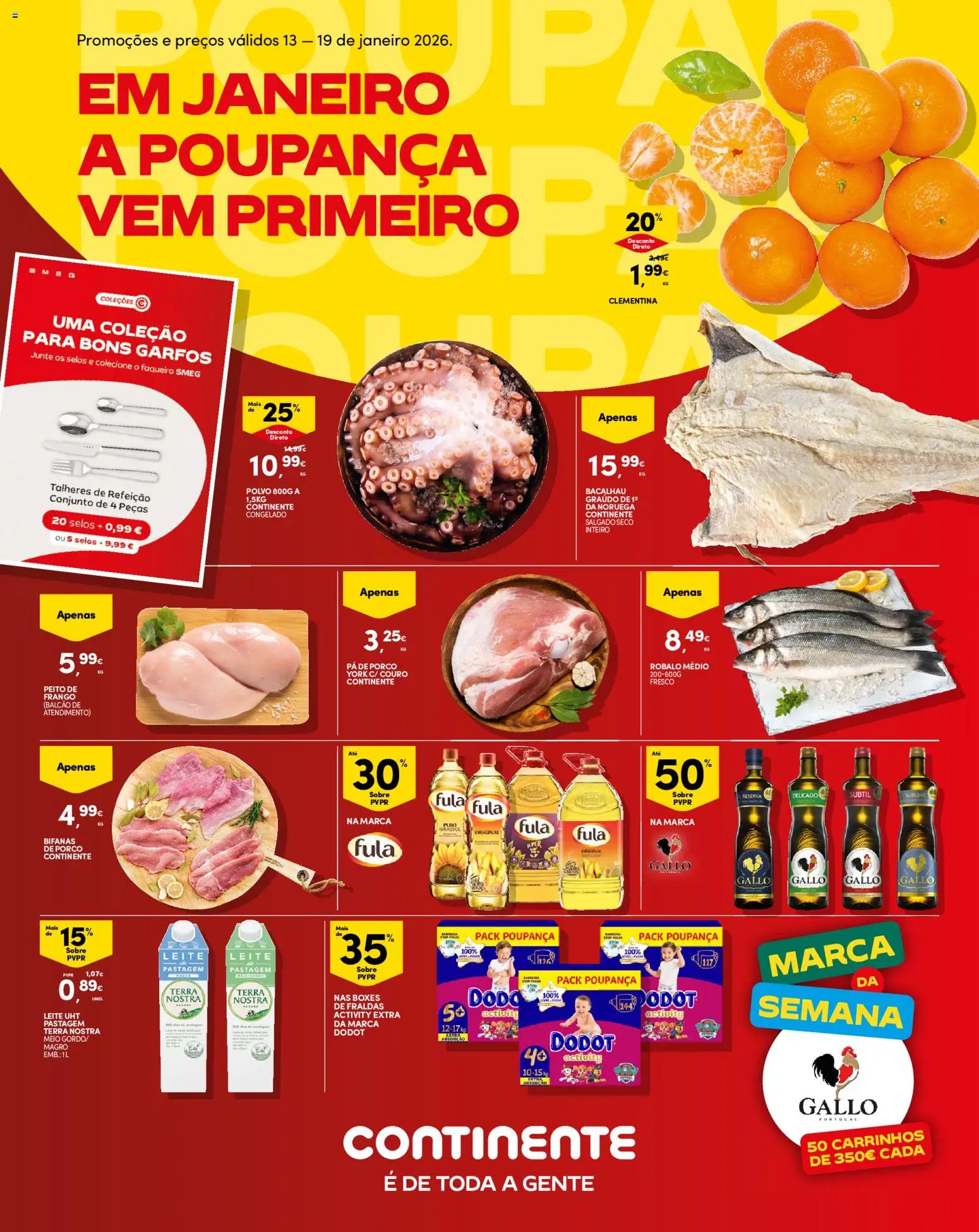 Continente - Madeira │ válido de 13.01.2026 | Página: 1 | Produtos: Bacalhau, Fraldas, Talheres, Leite