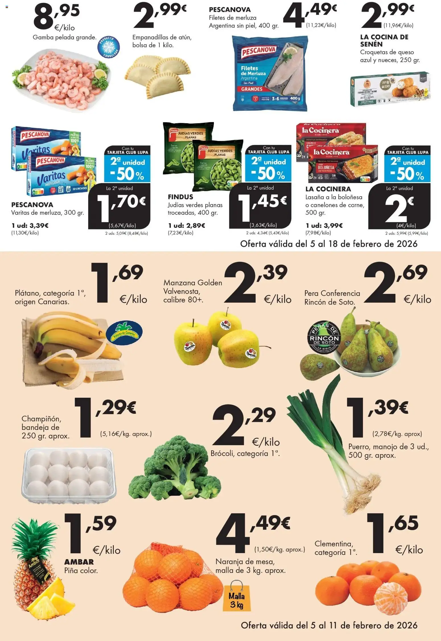 Lupa Supermercados - Tus vecinos de confianza │ válido desde el 04.02.2026 | Página: 6 | Productos: Queso, Pasta, Manzana, Croquetas