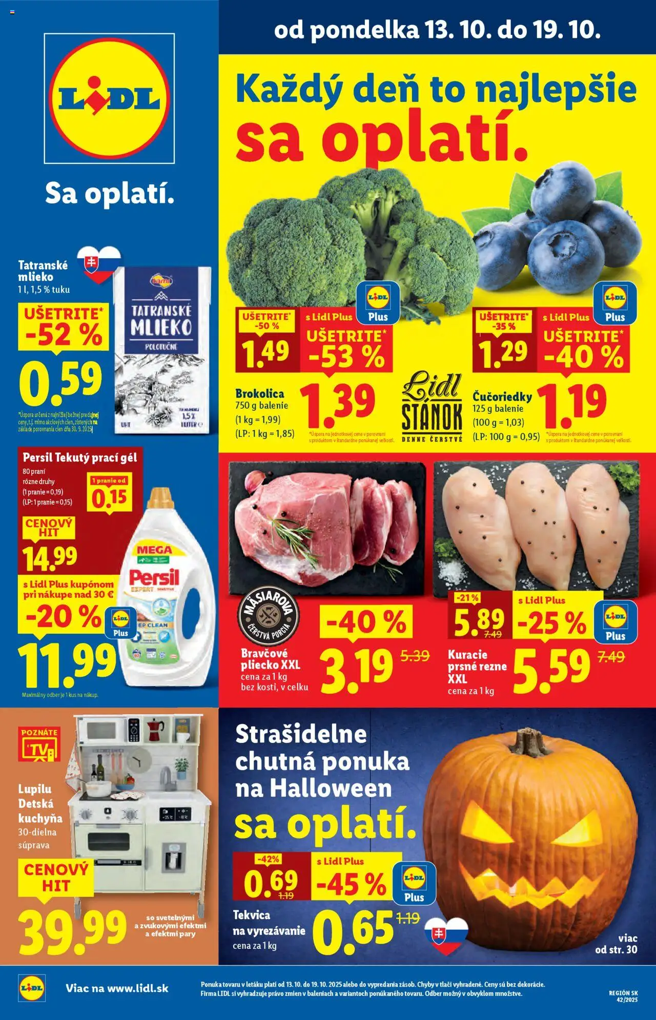 Nové Lidl akcie – leták je platný od 16.10.2025 | Strana: 45 | Produkty: Kuchyňa, Mlieko, Persil, Čučoriedky