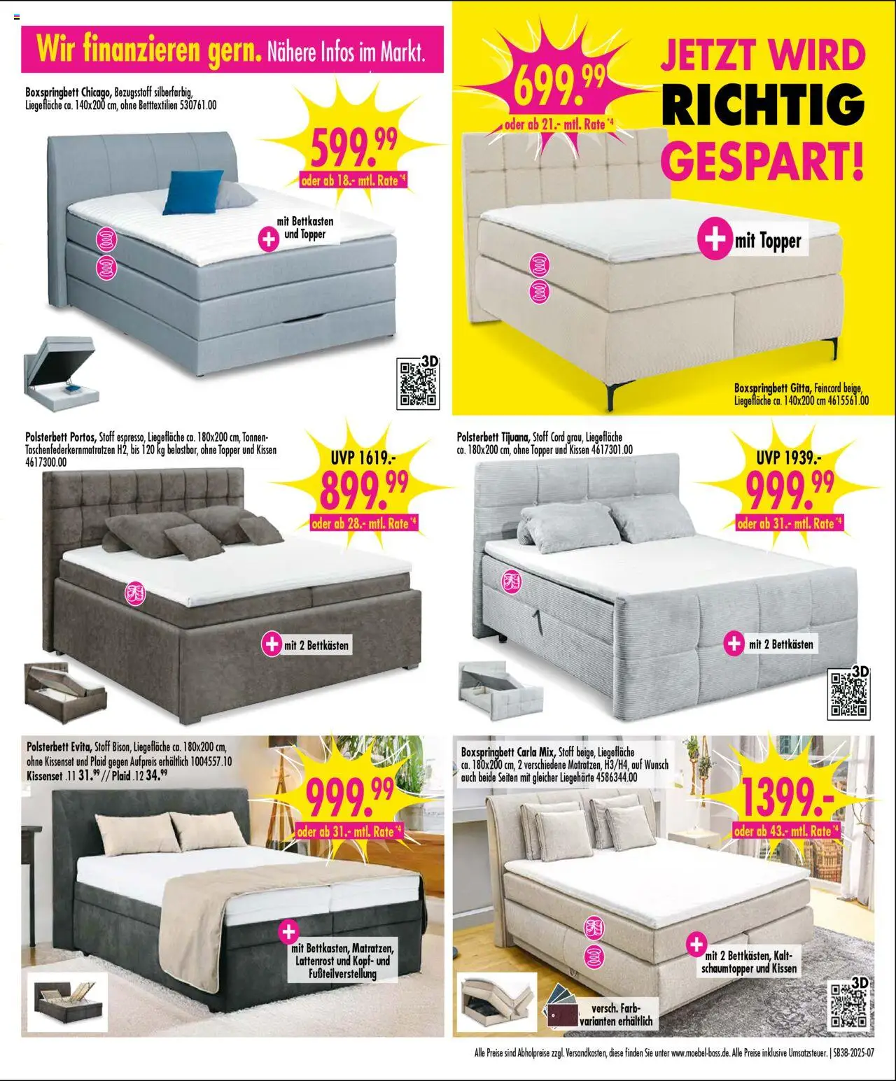 SB Möbel Boss Prospekt Offenbach	 – gültig ab 13.09.2025 | Seite: 7 | Produkte: Kissen, Boxspringbett, Polsterbett, Liege