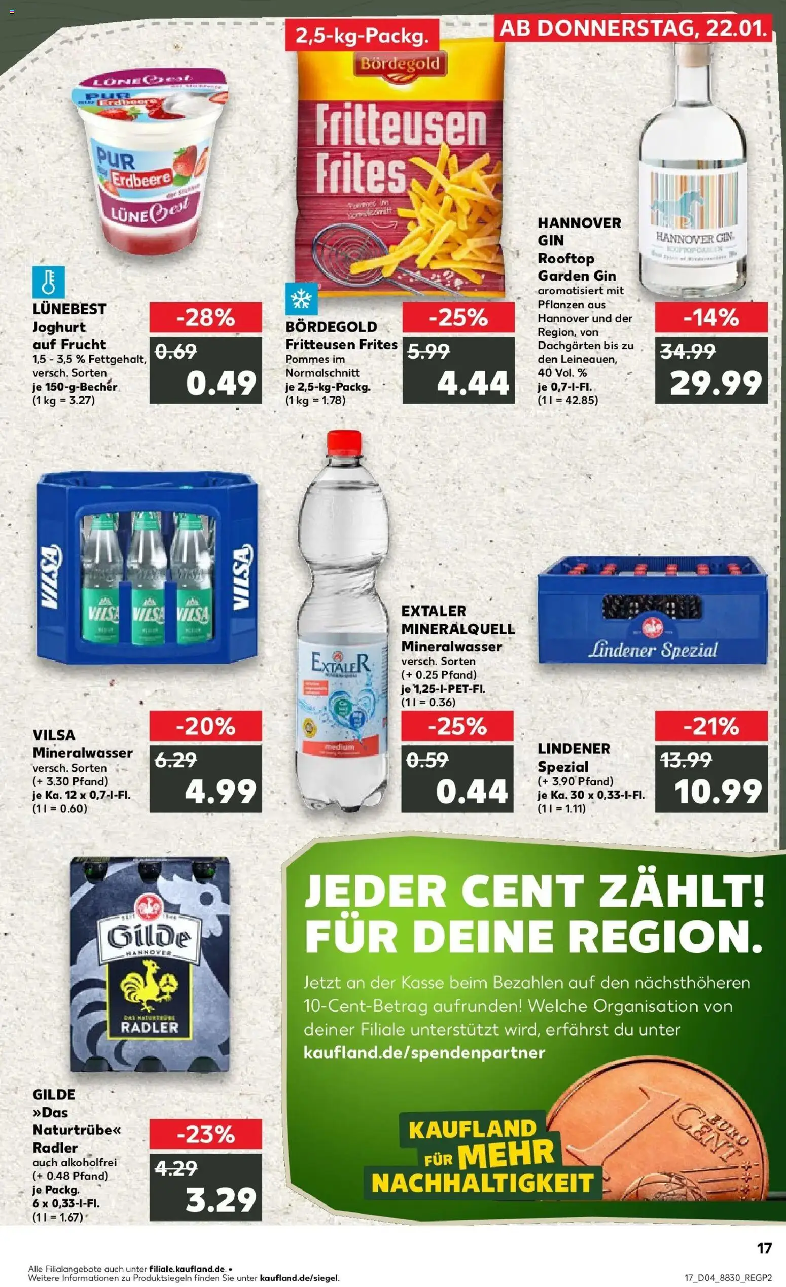 Prospekt Kaufland ab 22.01.2026 » Angebote Online zum Blättern | Seite: 17 | Produkte: Joghurt, Pommes, Radler, Gin