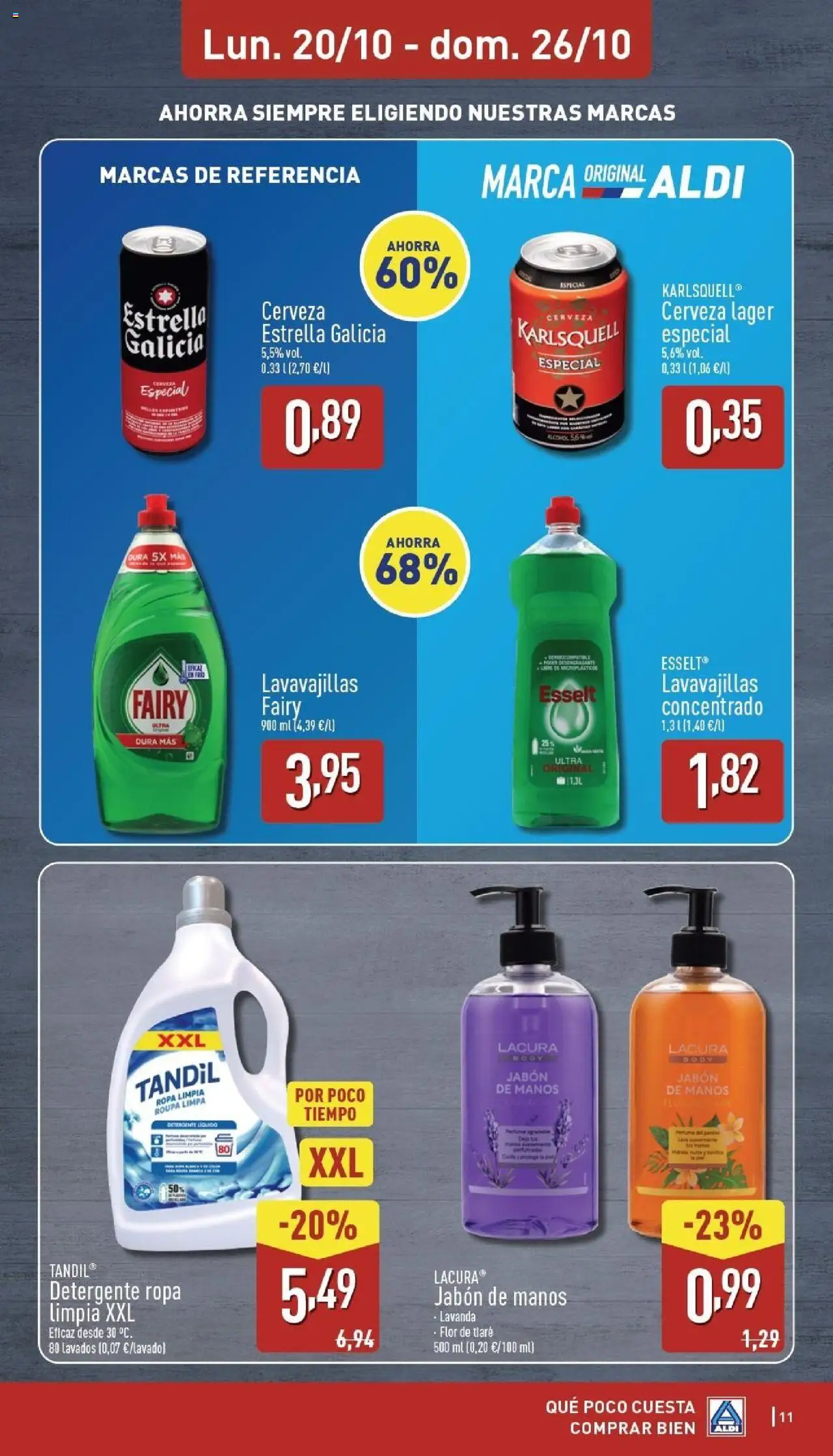 Aldi folleto Península │ válido desde el 20.10.2025 | Página: 11 | Productos: Detergente, Cerveza, Lavavajillas, Body