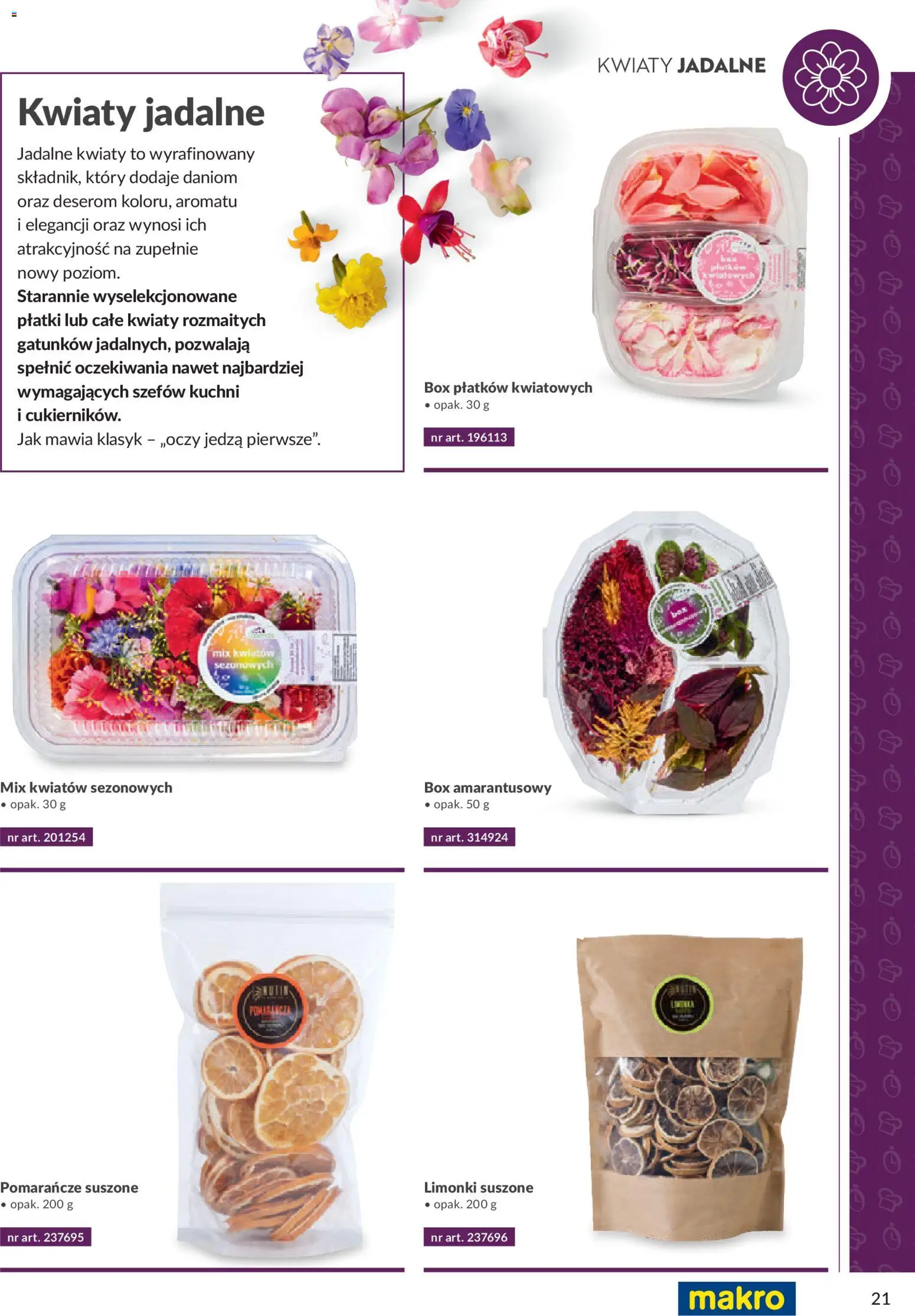 Makro Gazetka - Smart Chef Warzywa i Owoce od 01.01.2026 | Strona: 21 | Produkty: Pomarańcze, Płatki, Kwiaty