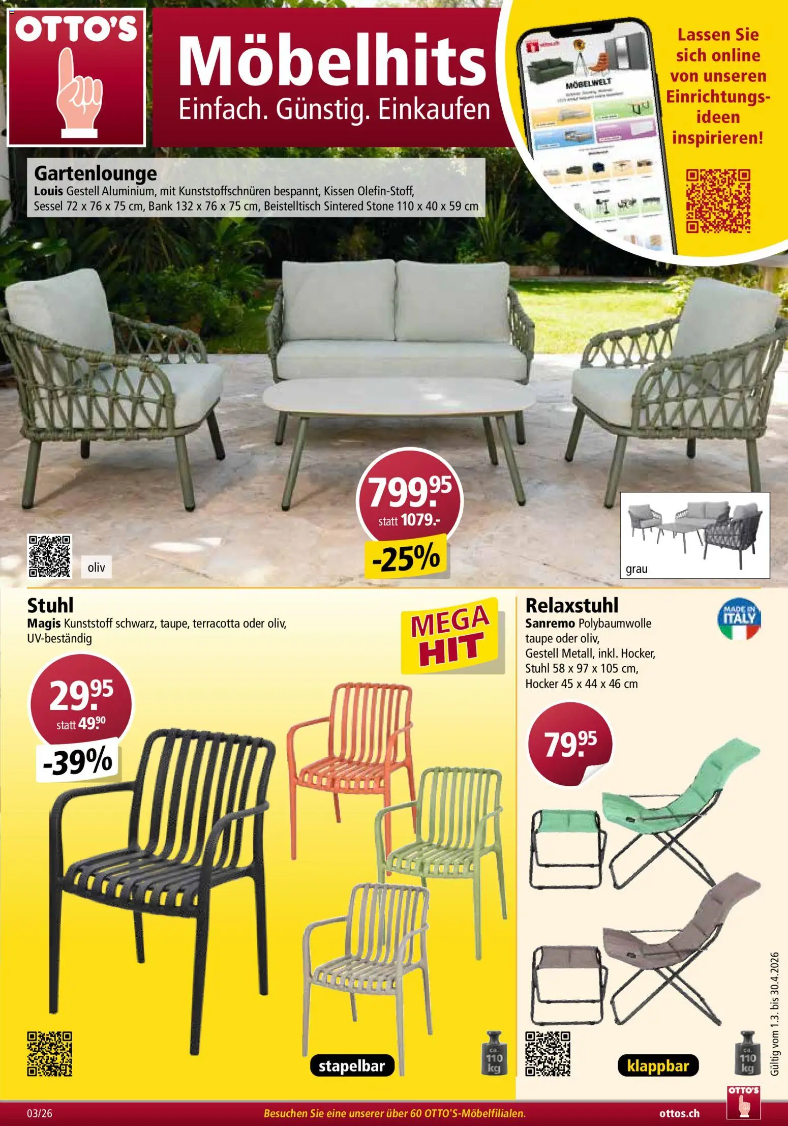 Otto's Aktionen Möbelflyer – gültig ab 01.03.2026 | Seite: 1 | Produkte: Hocker, Kissen, Stuhl, Beistelltisch