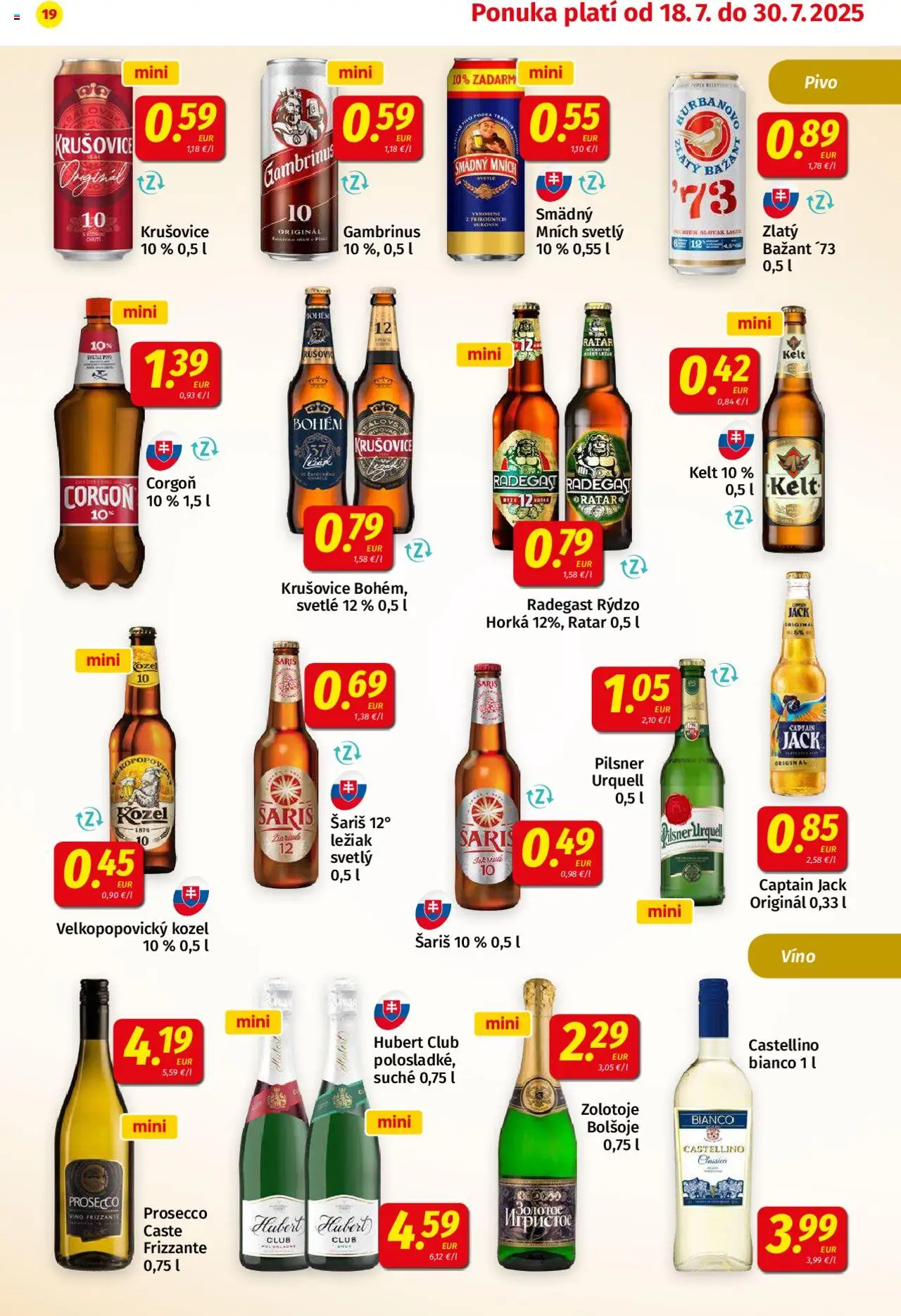 Koruna leták │ platný od 18.07.2025 | Strana: 19 | Produkty: Víno, Radegast, Krušovice, Šariš