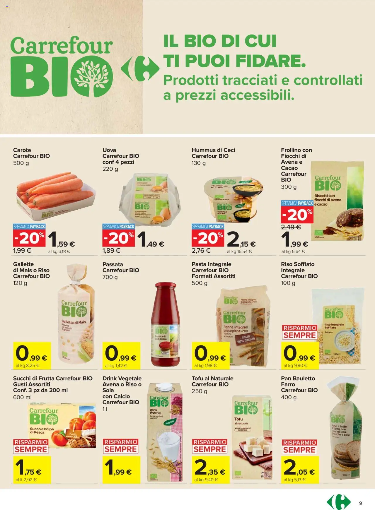 Volantino Carrefour del 02.10.2025 | Pagina: 9 | Prodotti: Ceci, Pomodoro, Gallette, Farro