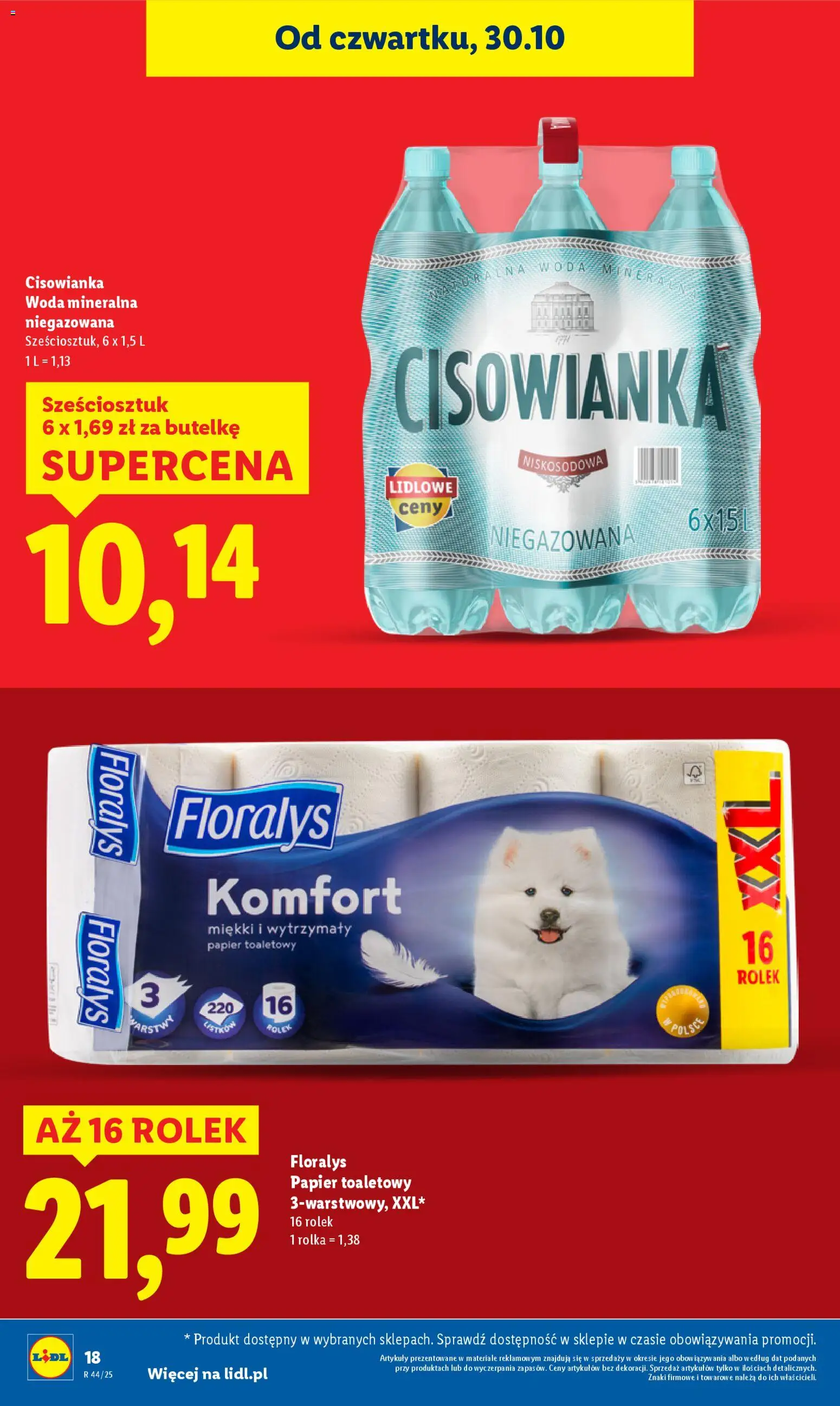 Lidl Gazetka od 30.10.2025 | Strona: 18 | Produkty: Papier toaletowy, Woda
