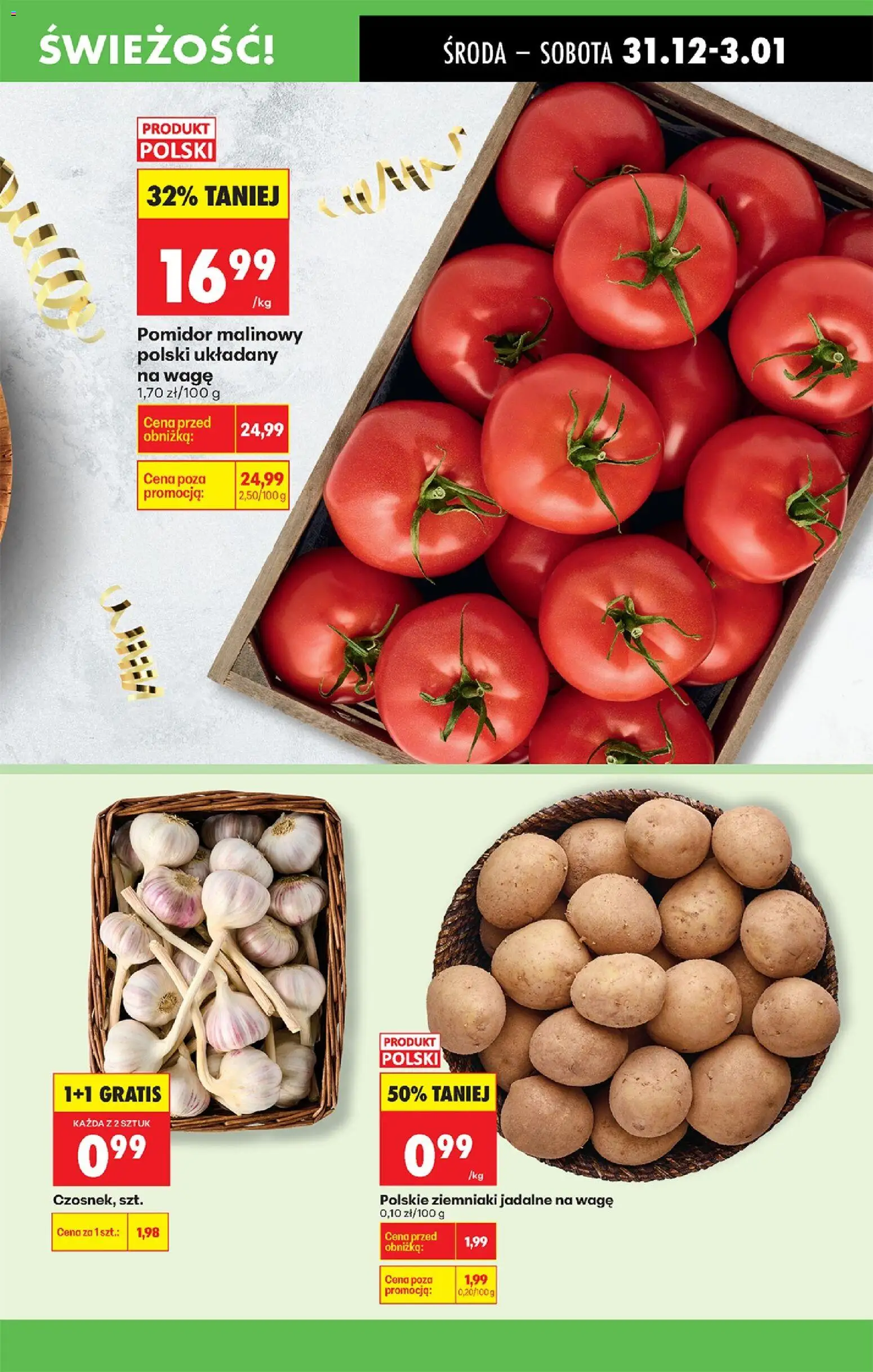 Biedronka gazetka - Oferta w tym tygodniu od 31.12.2025 | Strona: 25 | Produkty: Pomidor malinowy, Ziemniaki