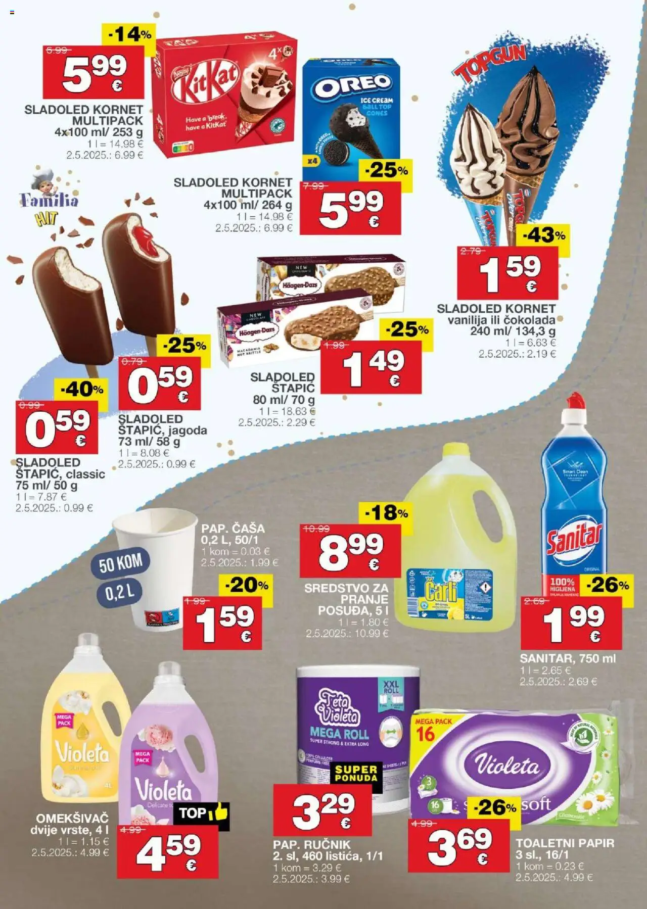 Stanić Diskont katalog | vrijedi od 02.10.2025 | Stranica: 10 | Proizvodi: Omekšivač, Toaletni papir, Violeta, Kornet