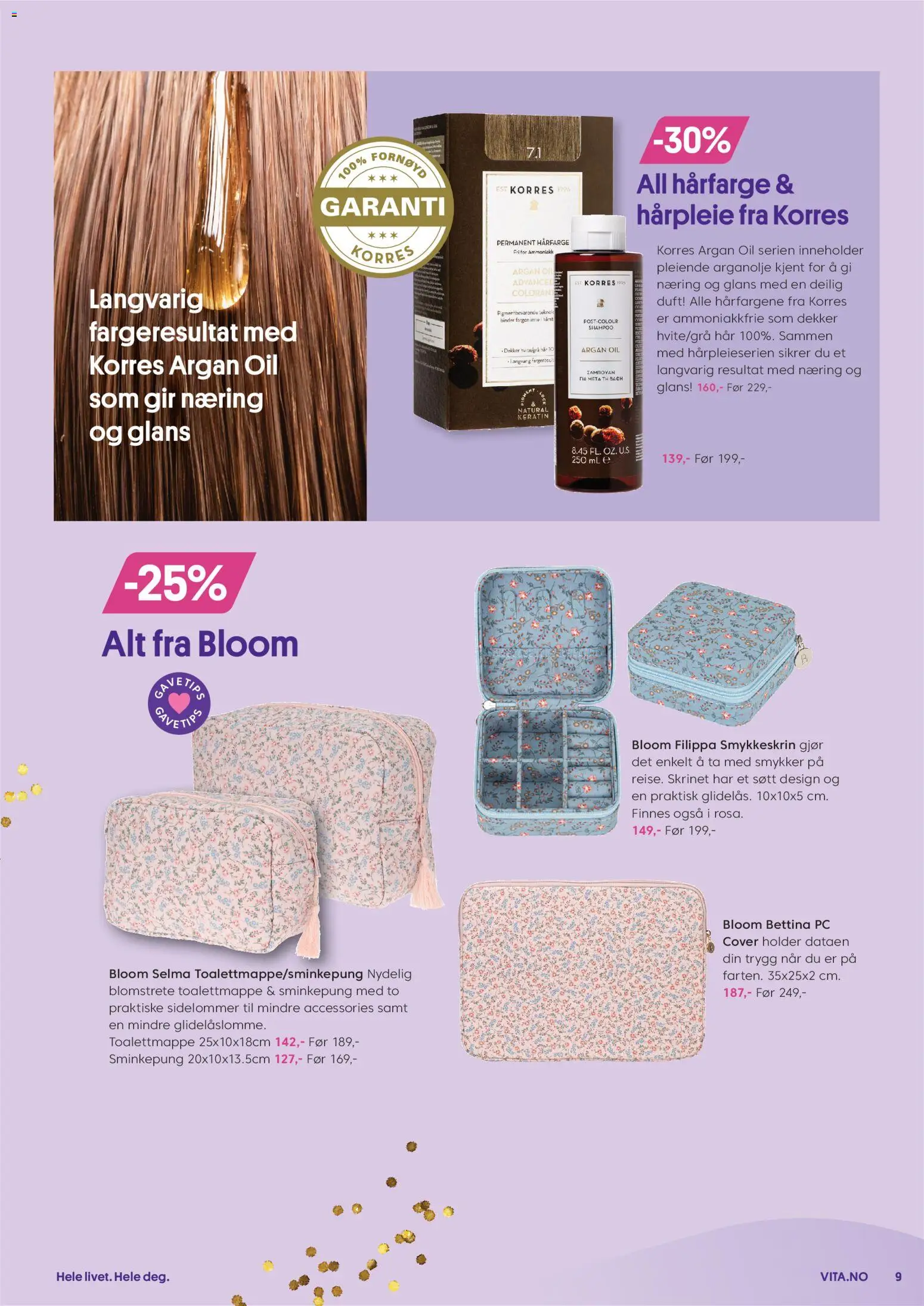 {H1} | Side: 9 | Produkter: Smykker, Toalettmappe, Duft, Shampoo