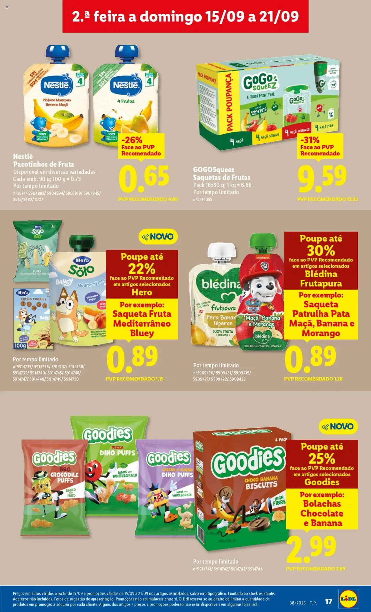 Lidl folheto │ válido de 15.09.2025 | Página: 17 | Produtos: Banana, Bolachas, Nestlé, Chocolate