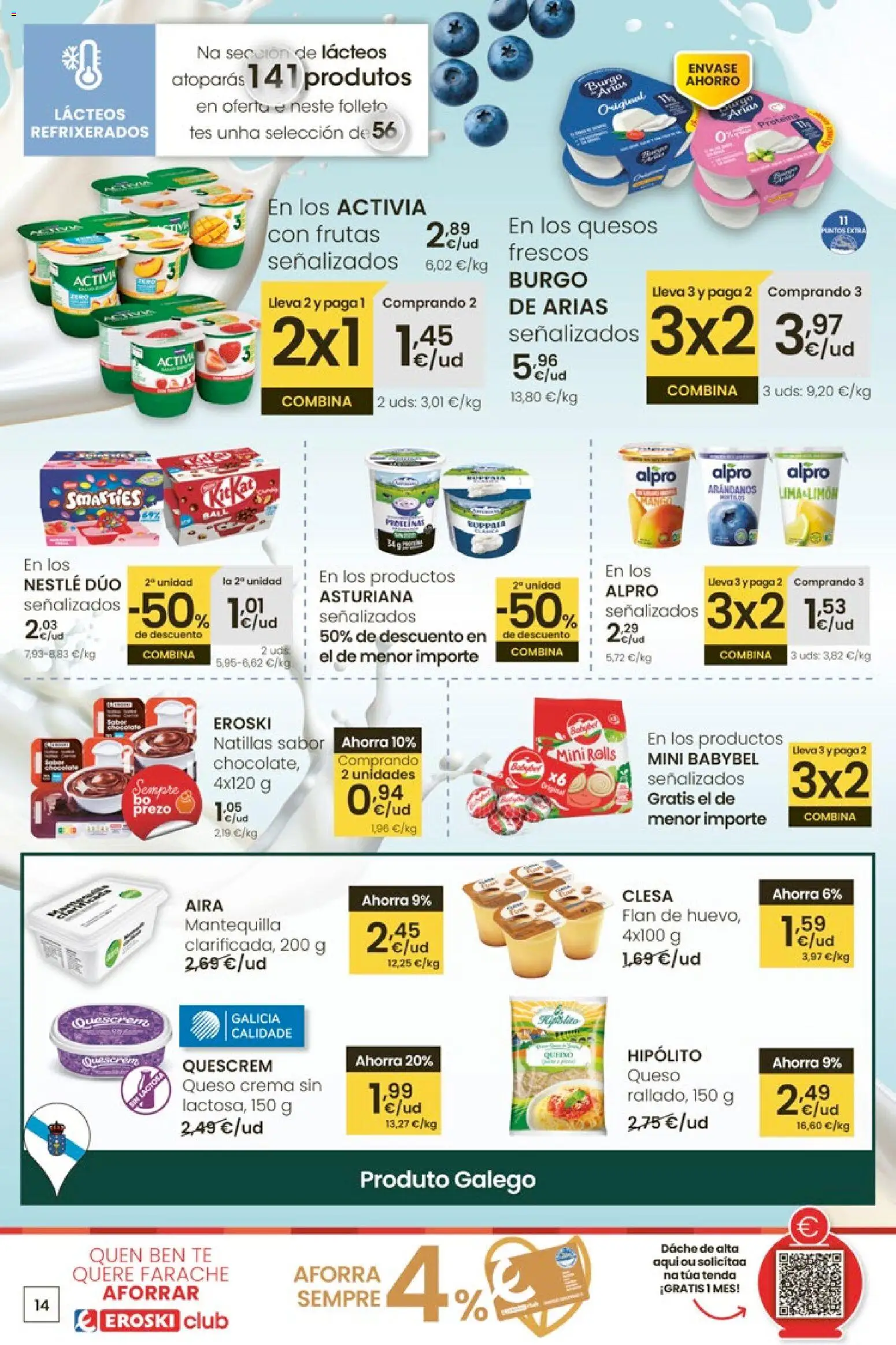 Eroski - Oferta 3x2 │ válido desde el 30.10.2025 | Página: 14 | Productos: Queso, Crema, Té, Συσκευή ροής