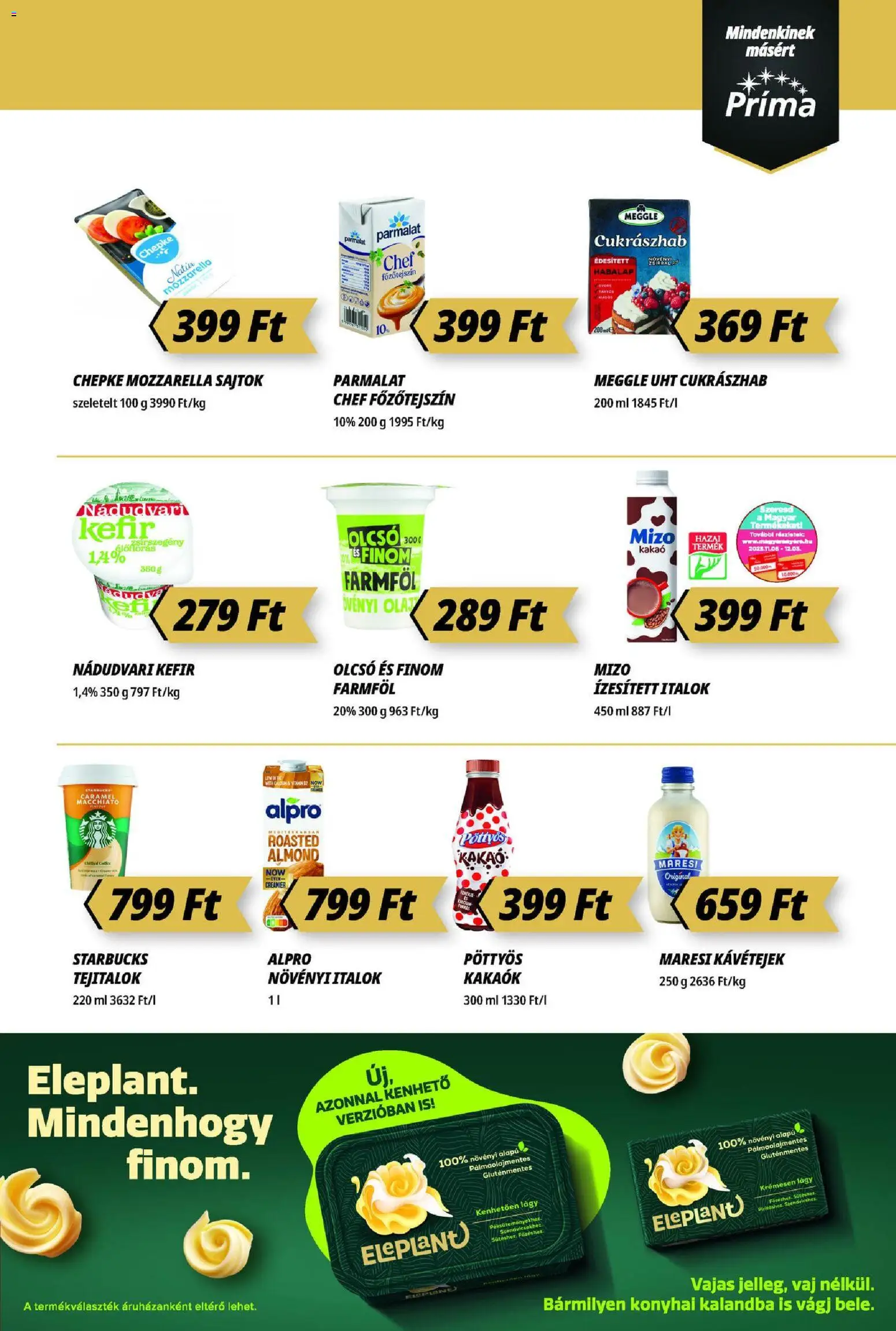 CBA Príma akciós ujság - amely érvényes a következő dátumtól: 13.11.2025 | Oldal: 3 | Termékek: Kefir, Főzőtejszín, Vaj, Cukrászhab