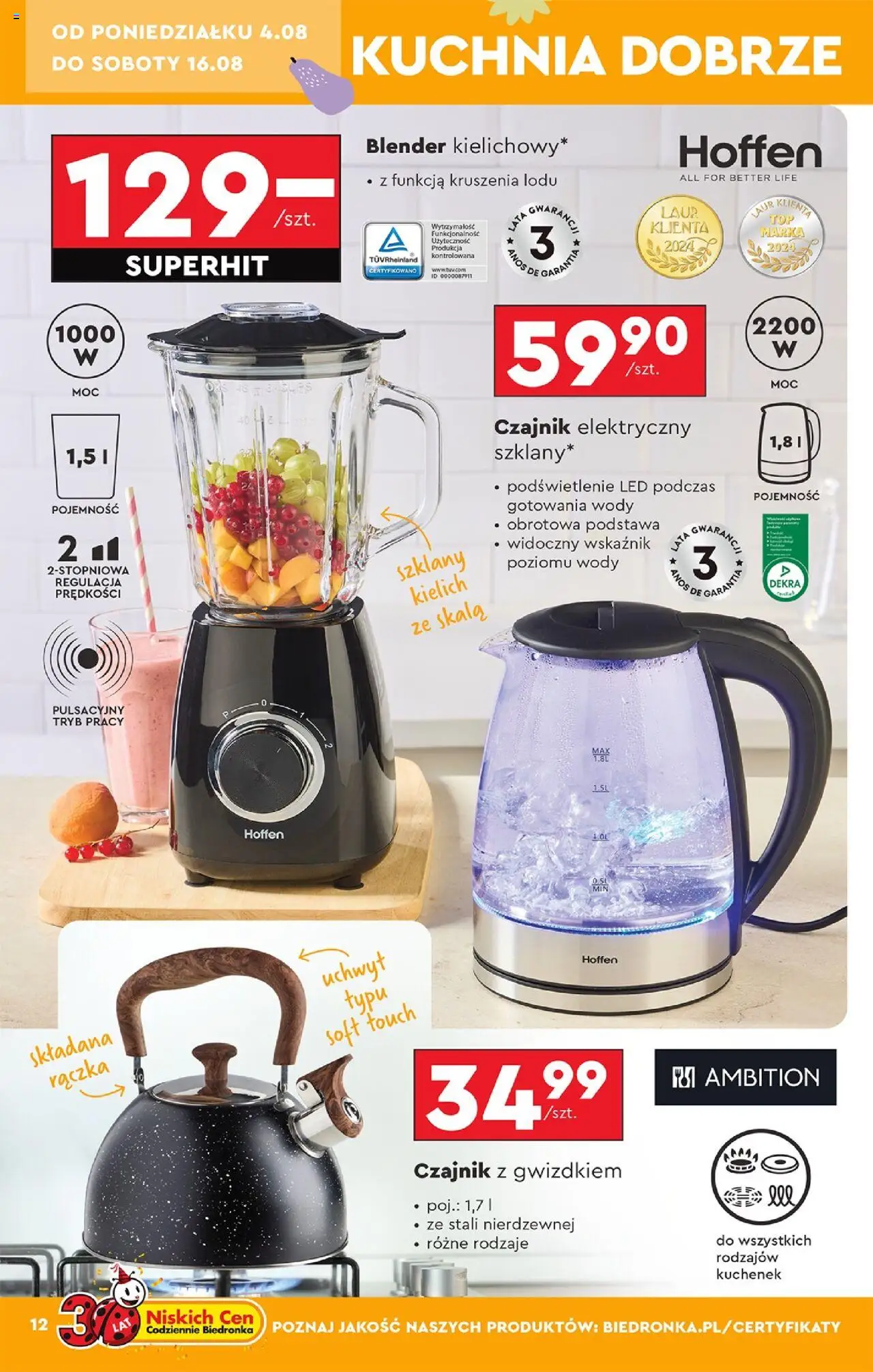Biedronka gazetka - Hity i inspiracje od 04.08.2025 | Strona: 14 | Produkty: Czajnik, Blender