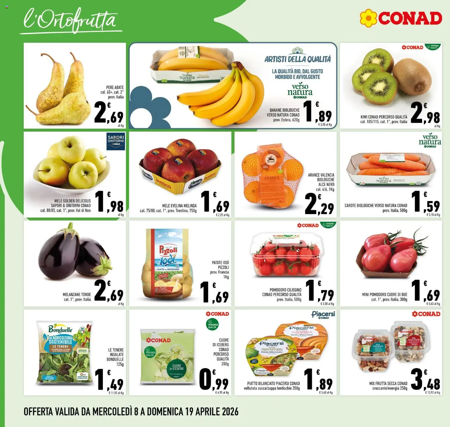 Volantino Conad del 08.04.2026 | Pagina: 2 | Prodotti: Mele, Patate, Frutta, Melanzane