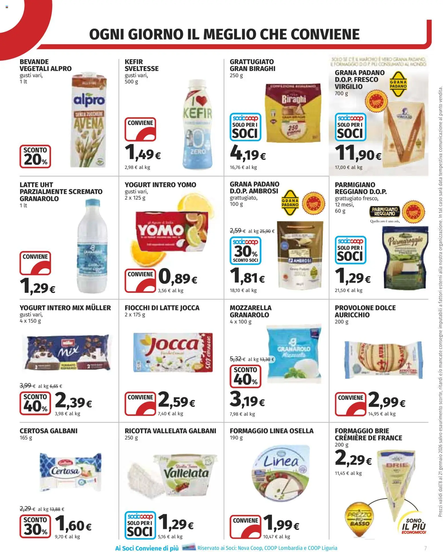 Volantino COOP del 08.01.2026 | Pagina: 7 | Prodotti: Yogurt, Fiocchi di latte, Fiocchi, Ricotta