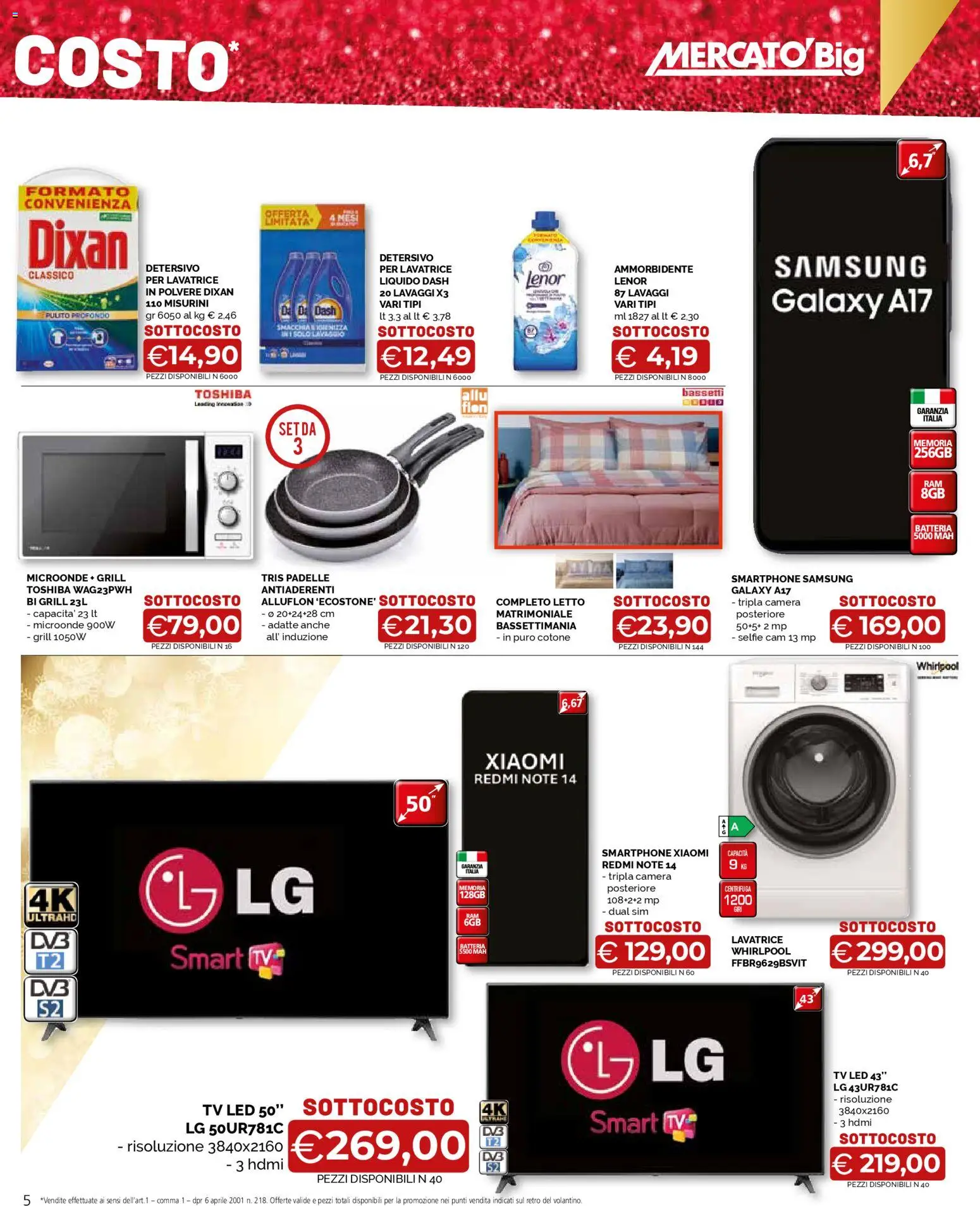 Volantino Mercatò del 04.12.2025 | Pagina: 5 | Prodotti: Smartphone samsung, smart TV, TV, Letto