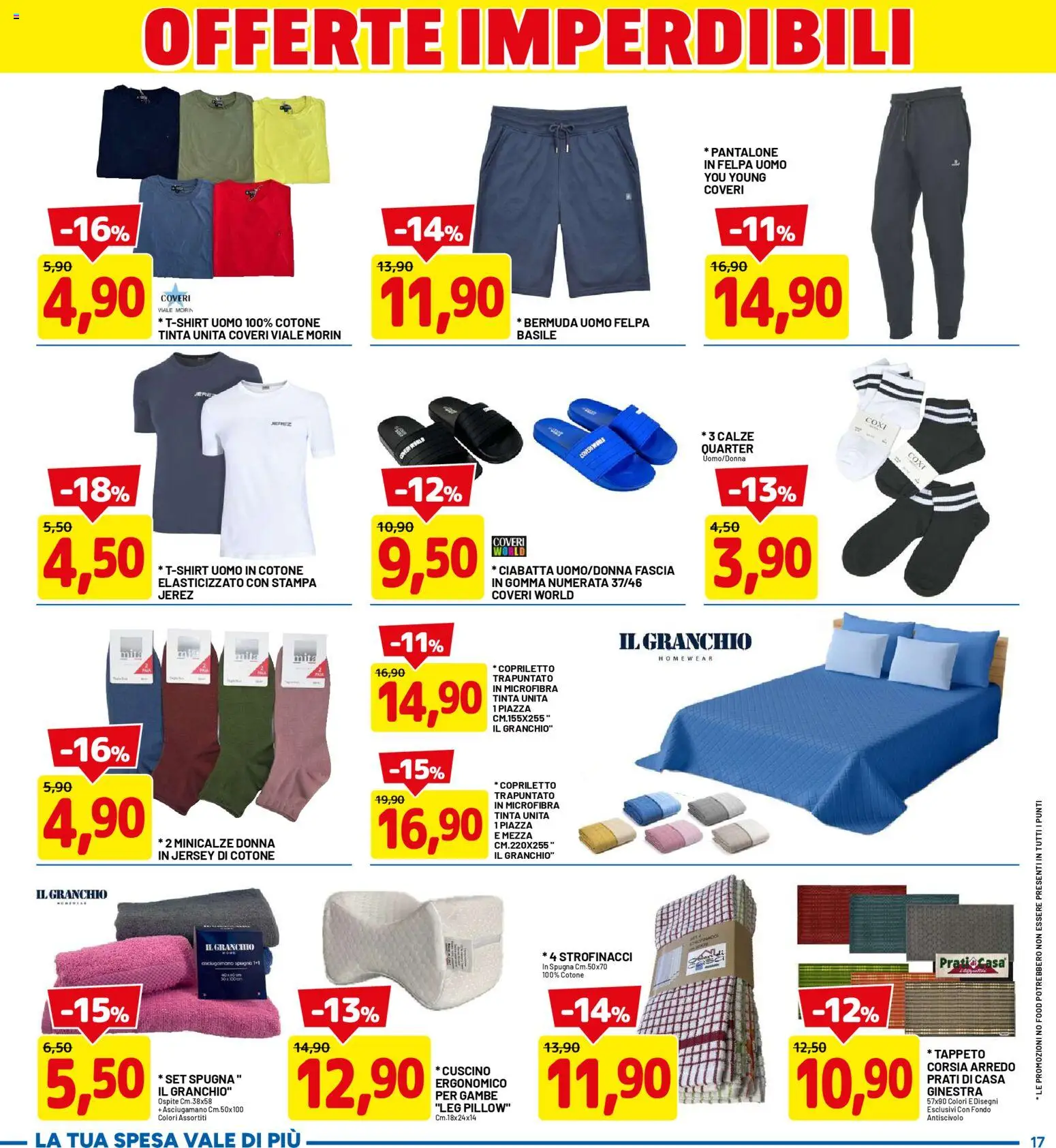 Volantino D Più del 30.04.2026 | Pagina: 17 | Prodotti: Spugna, Felpa, Cuscino, Tappeto