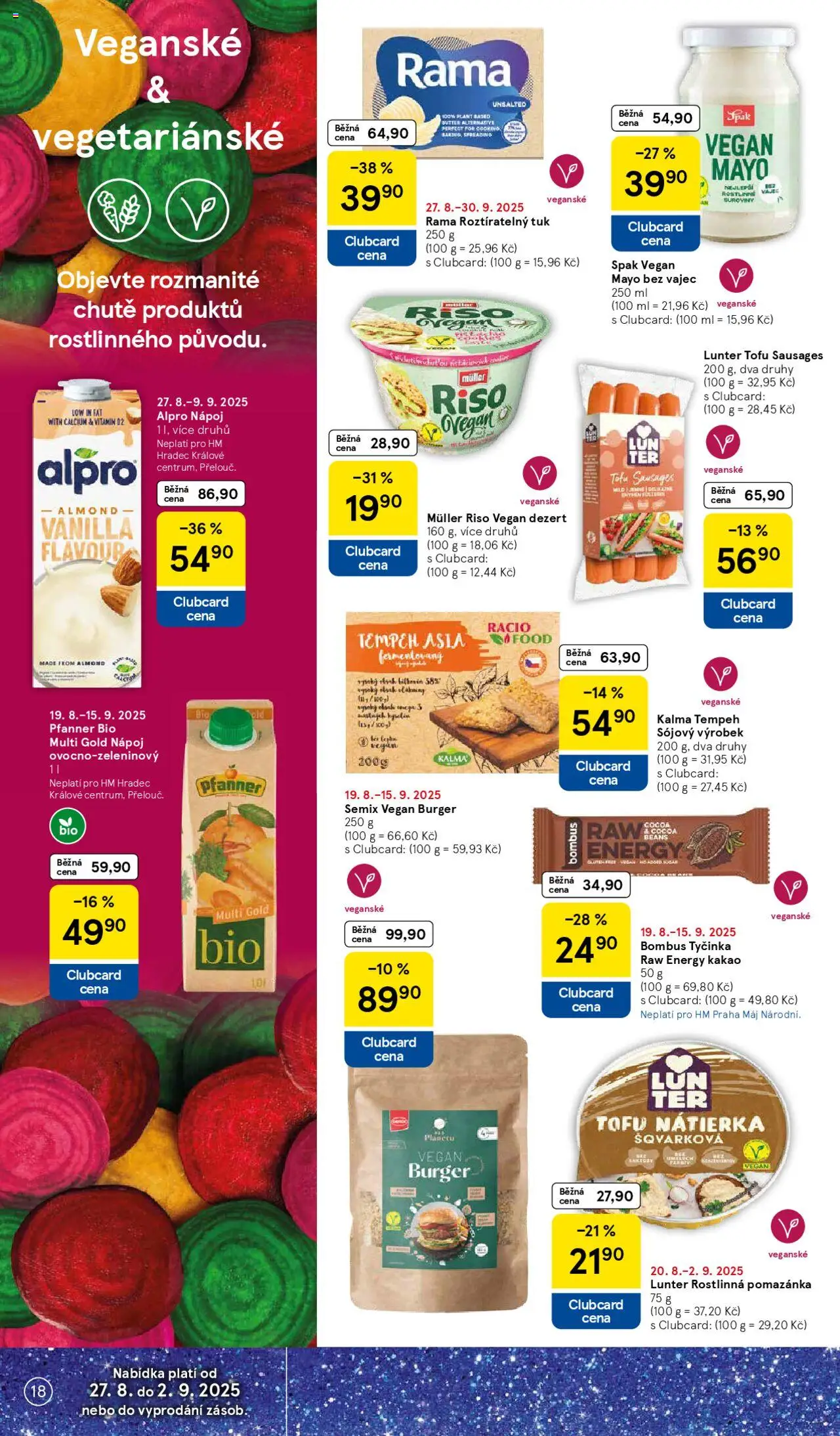 Tesco leták - Hypermarket od 27.08.2025 | Strana: 18 | Produkty: Burger, Tofu, Pomazánka, Kakao