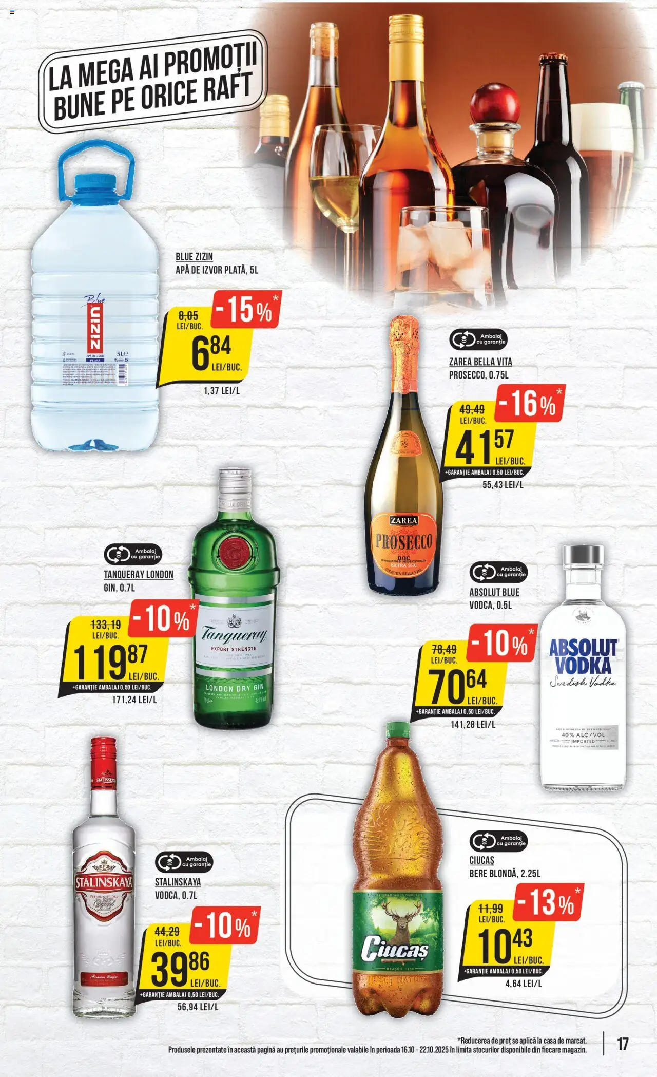 Noul catalog Mega Image – valabil de la 16.10.2025 | Pagină: 17 | Produse: Prosecco, Bere, Vodka, Apă