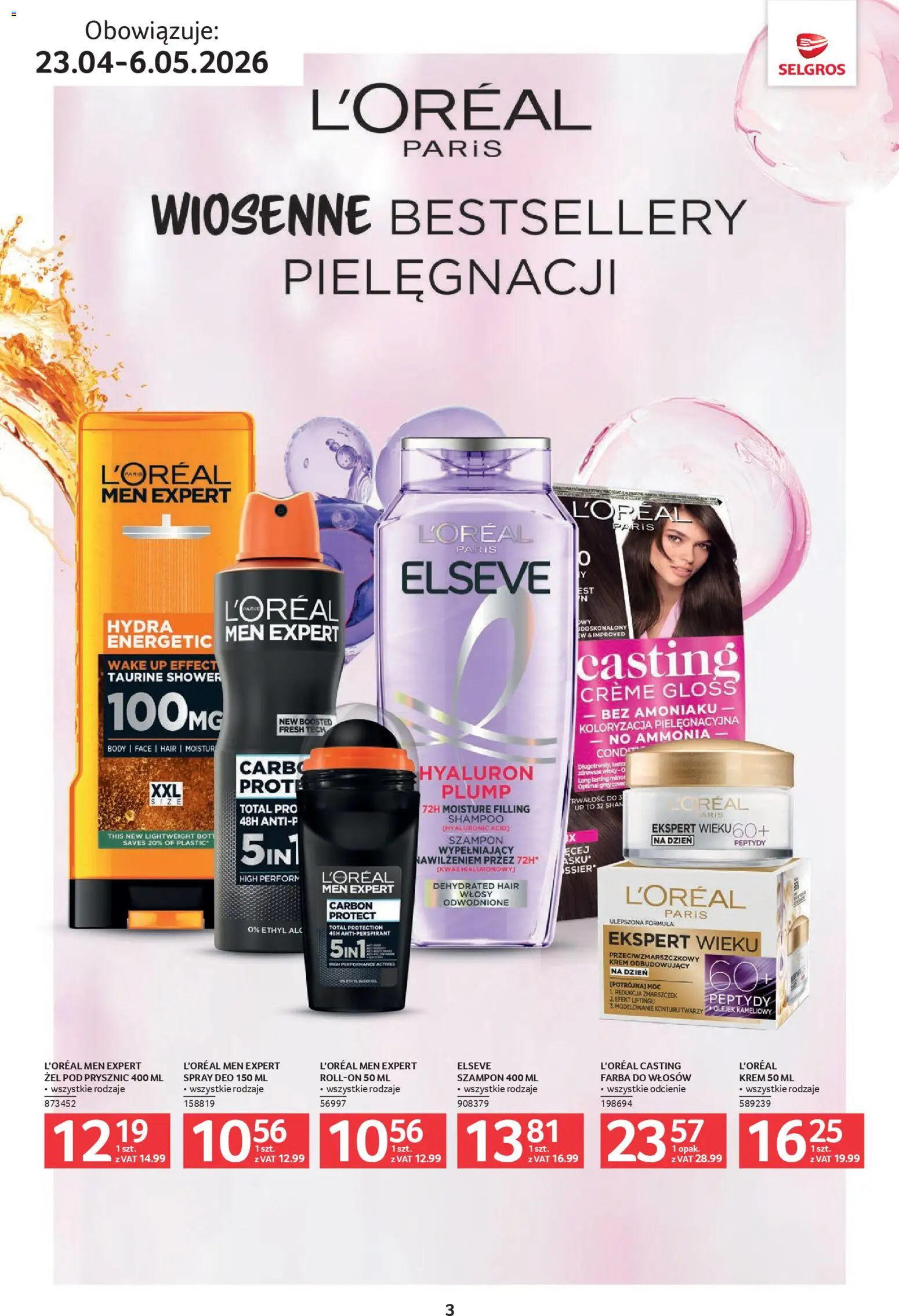 Selgros cash&carry gazetka - Uroda od 23.04.2026 | Strona: 3 | Produkty: Prysznic, Szampon, Żel pod prysznic, Krem