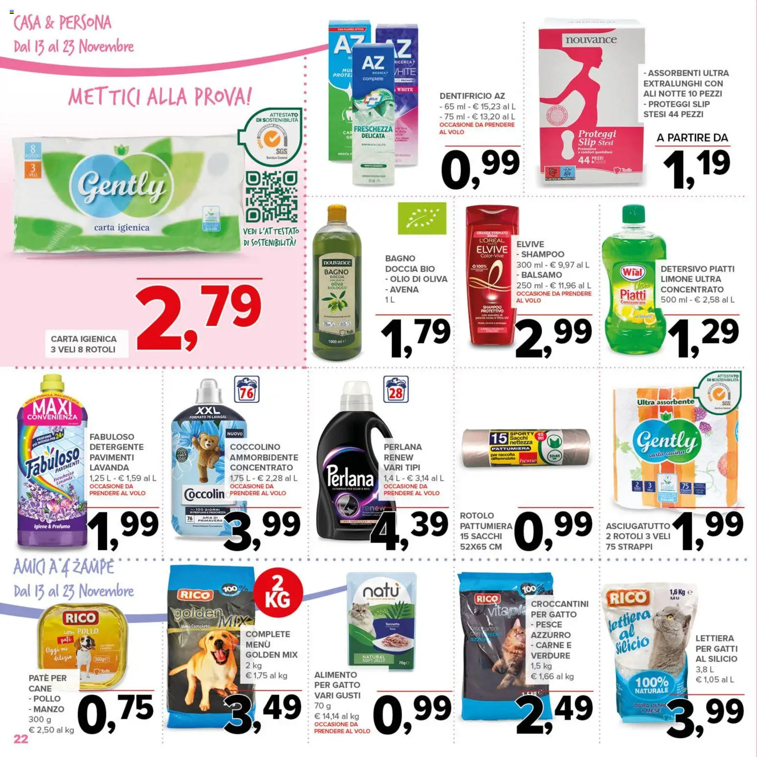 Volantino Todis del 13.11.2025 | Pagina: 22 | Prodotti: Pollo, Ammorbidente, Limone, Pattumiera