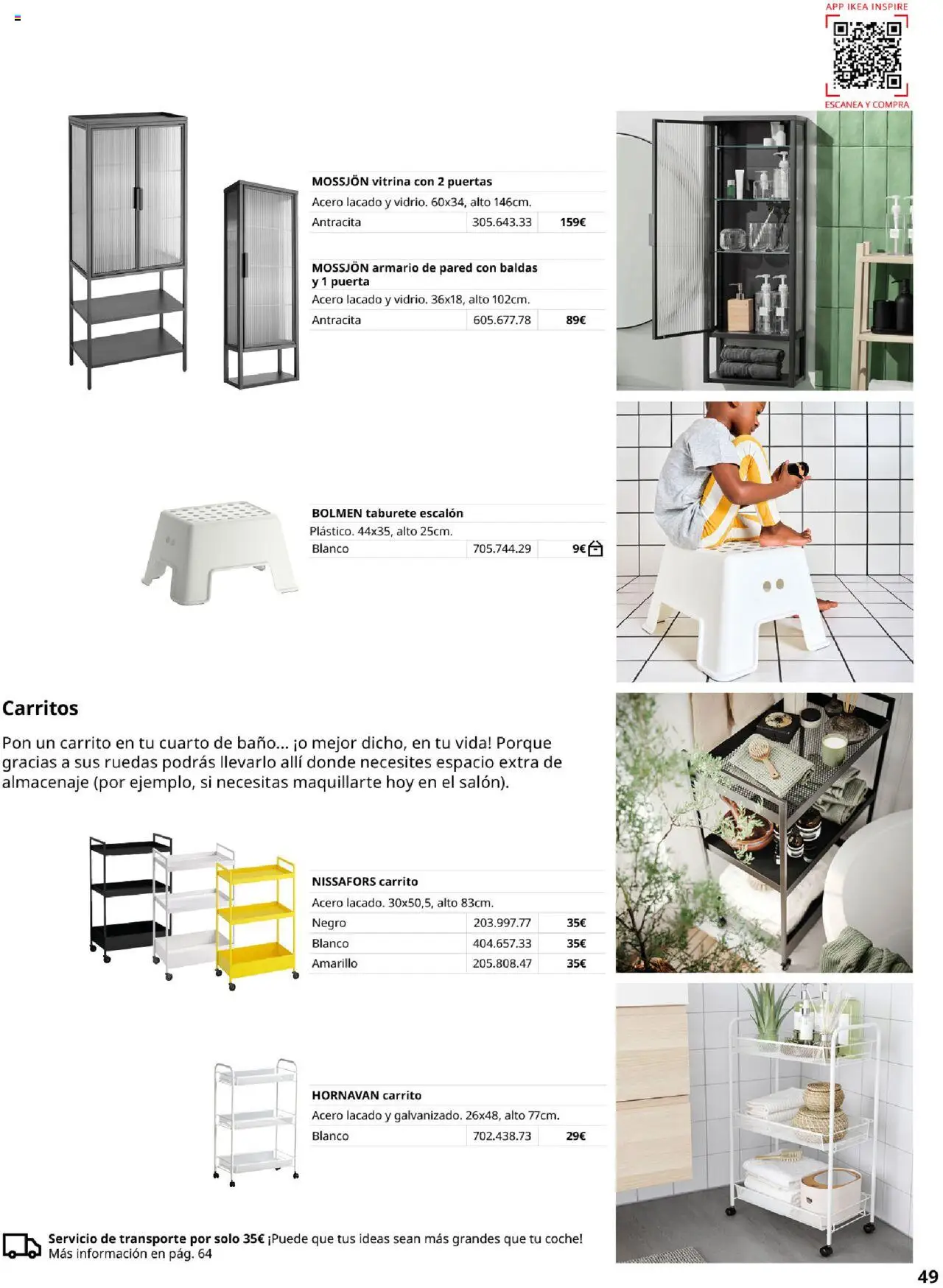 Catálogo IKEA Baňos │ válido desde el 04.02.2025 | Página: 49 | Productos: Taburete, Almacenaje, Armario, Baño
